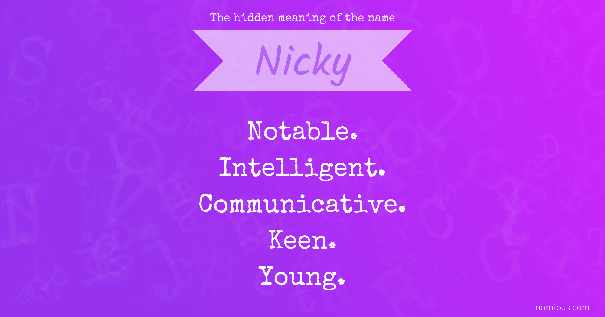 The hidden meaning of the name Nicky