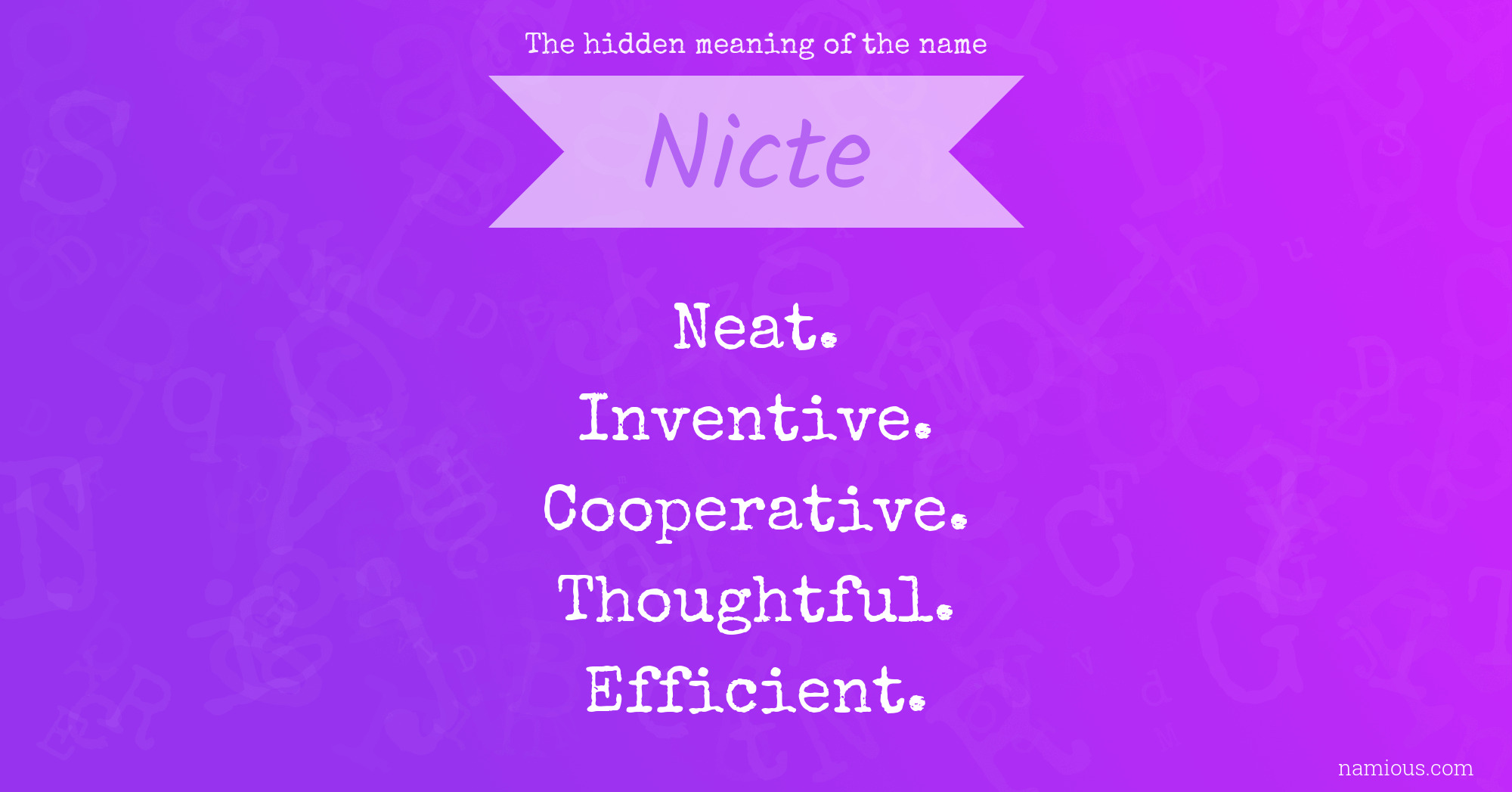 The hidden meaning of the name Nicte