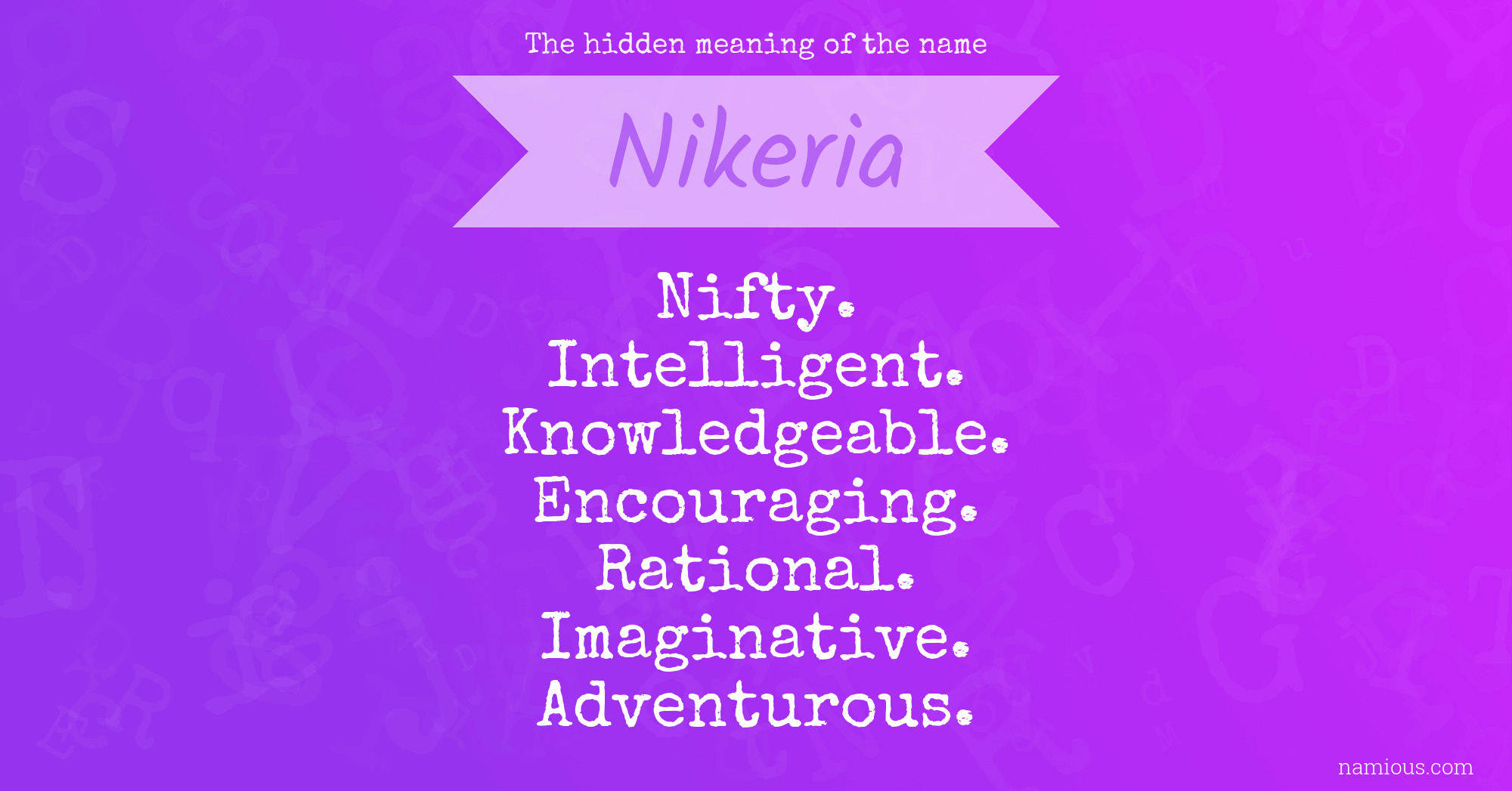 The hidden meaning of the name Nikeria