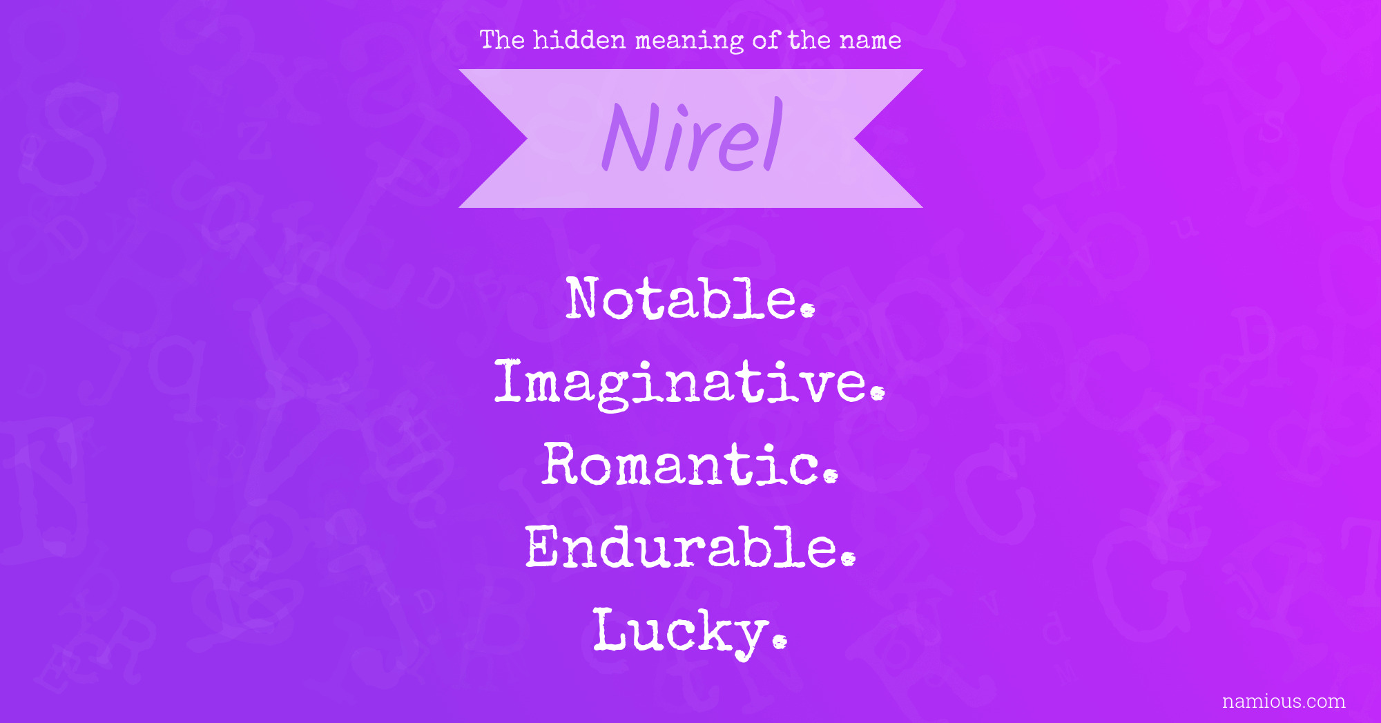 The hidden meaning of the name Nirel