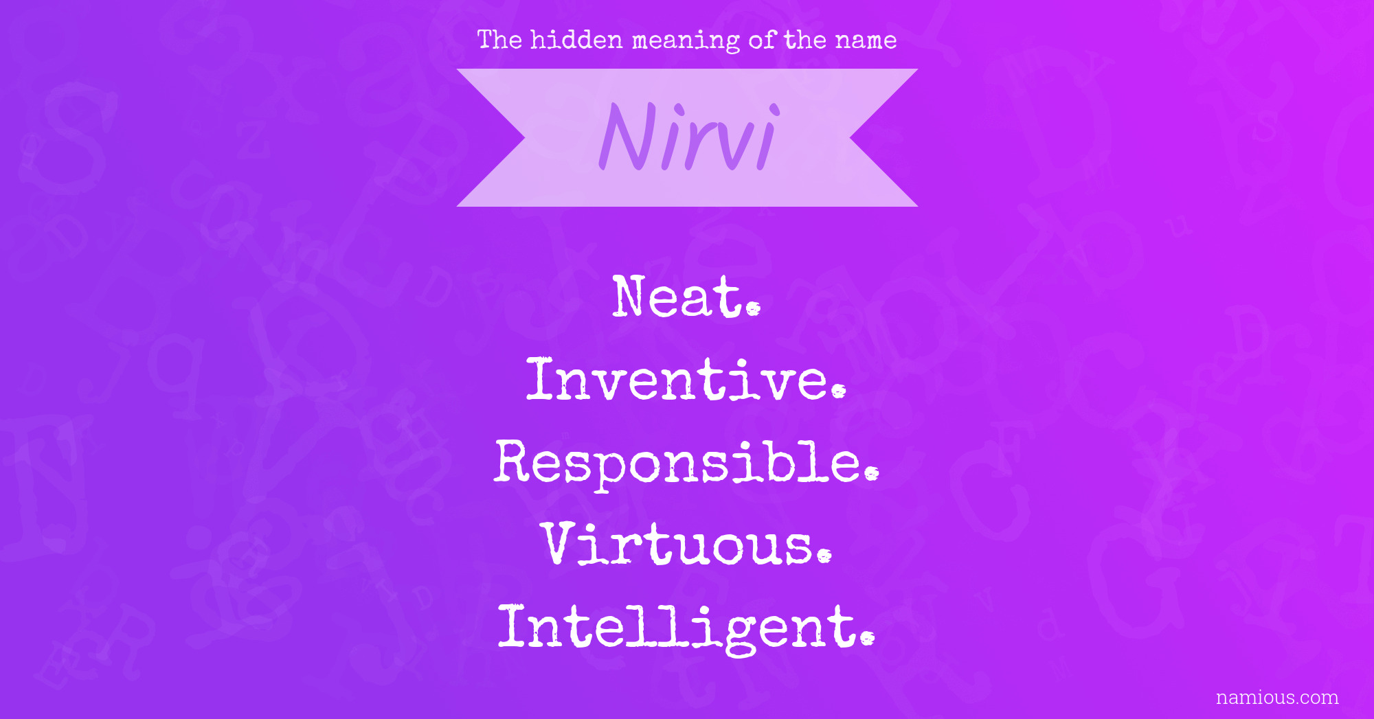 The hidden meaning of the name Nirvi