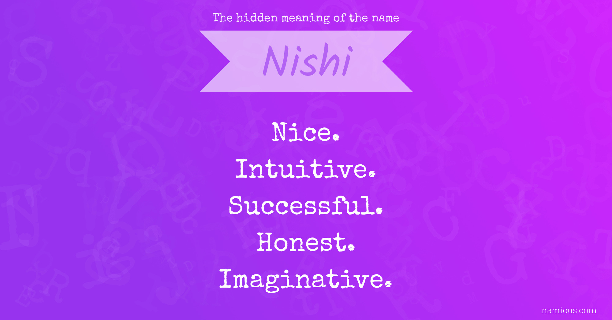 The hidden meaning of the name Nishi