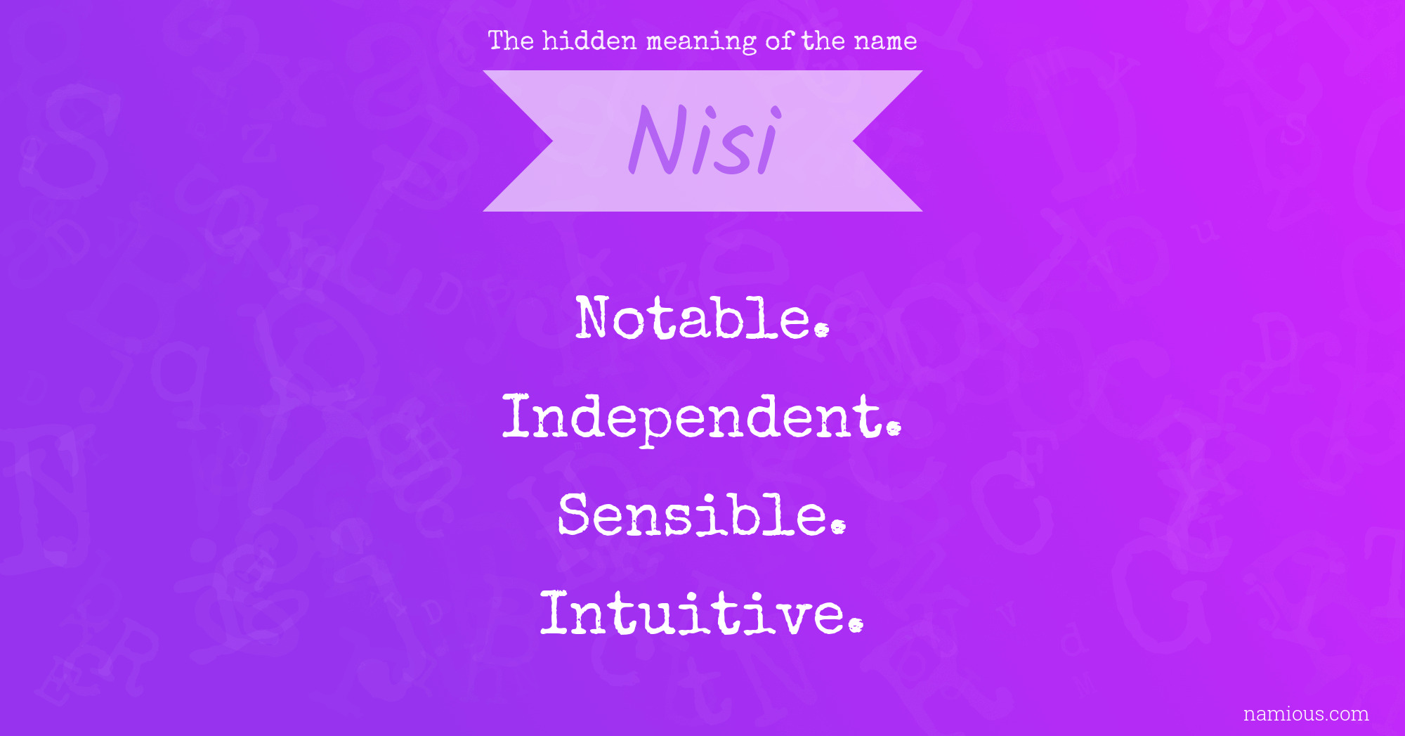 The hidden meaning of the name Nisi