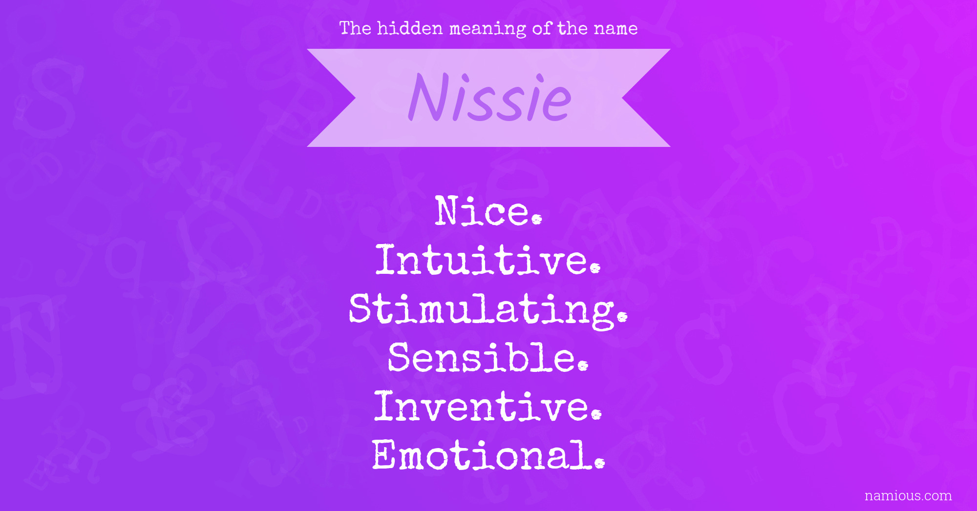 The hidden meaning of the name Nissie