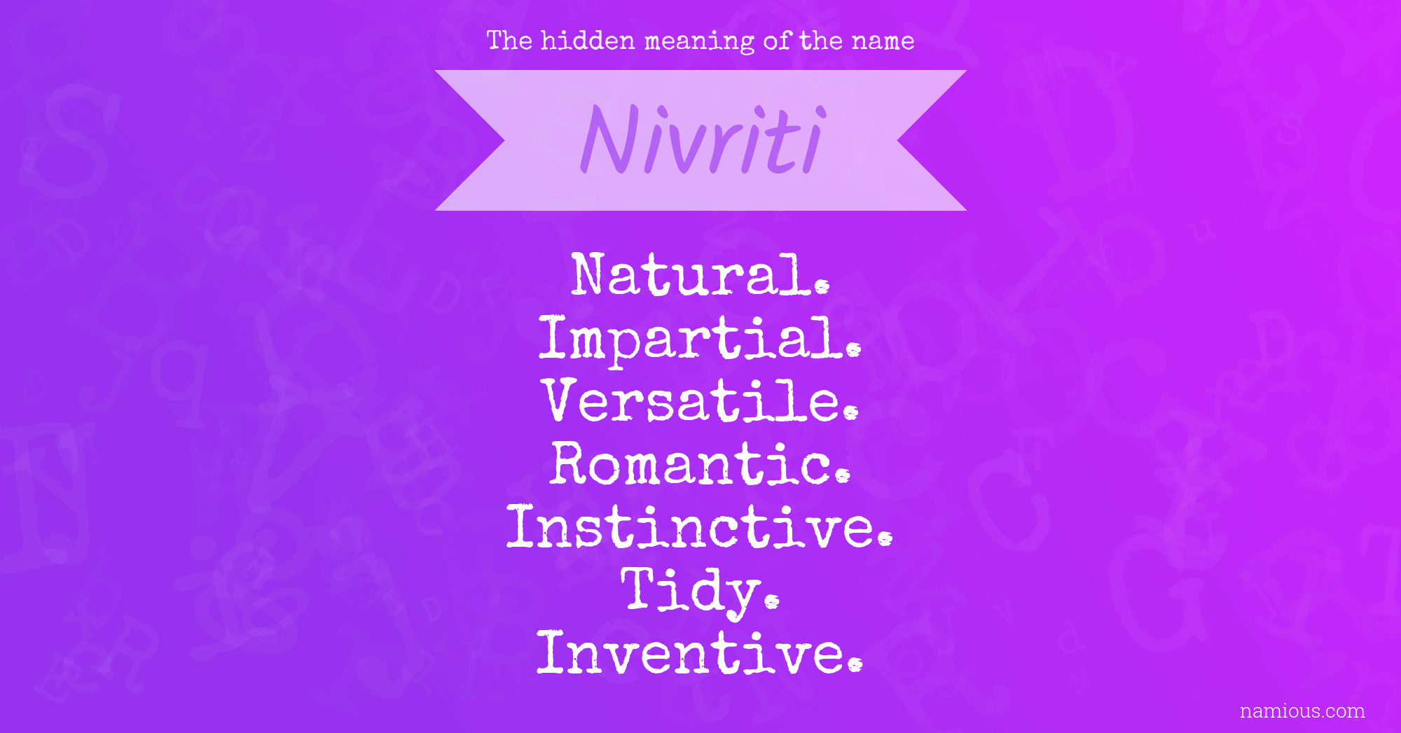 The hidden meaning of the name Nivriti