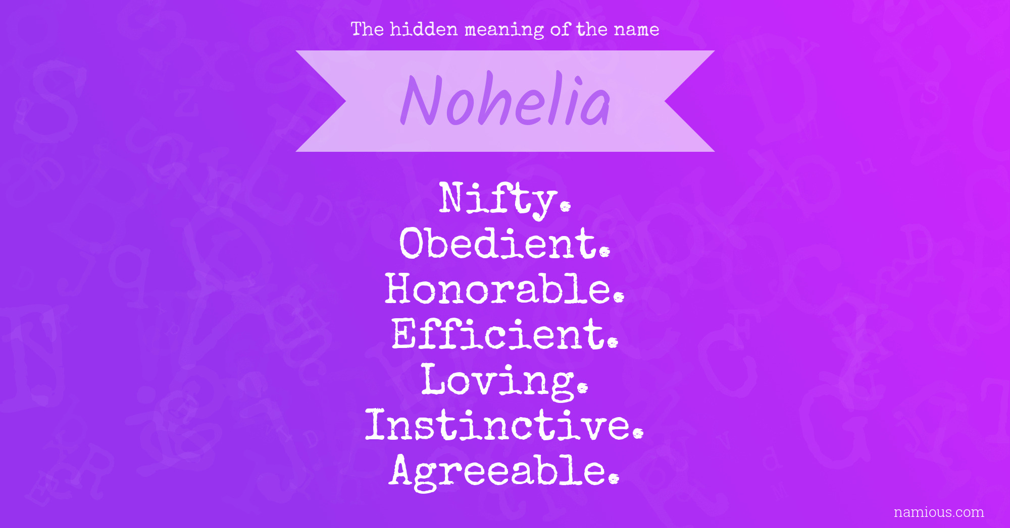 The hidden meaning of the name Nohelia