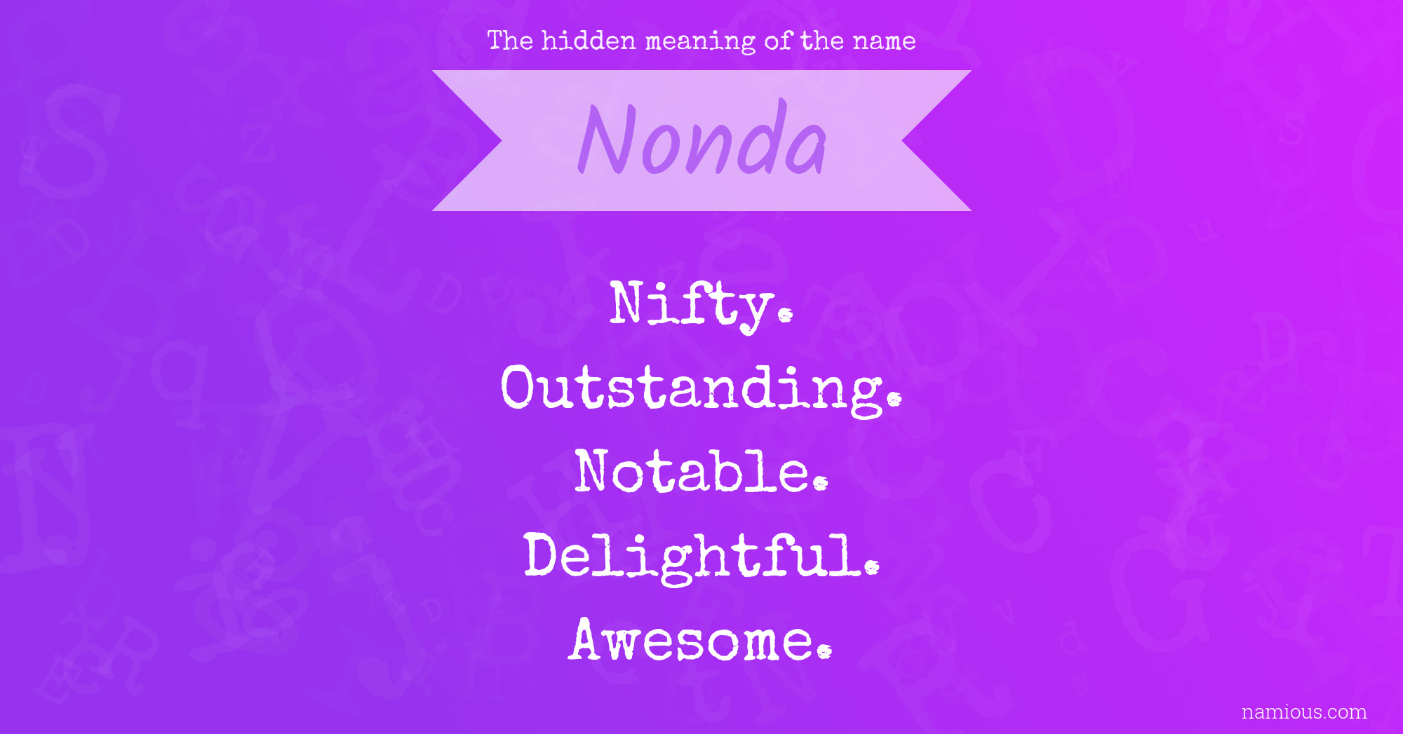 The hidden meaning of the name Nonda