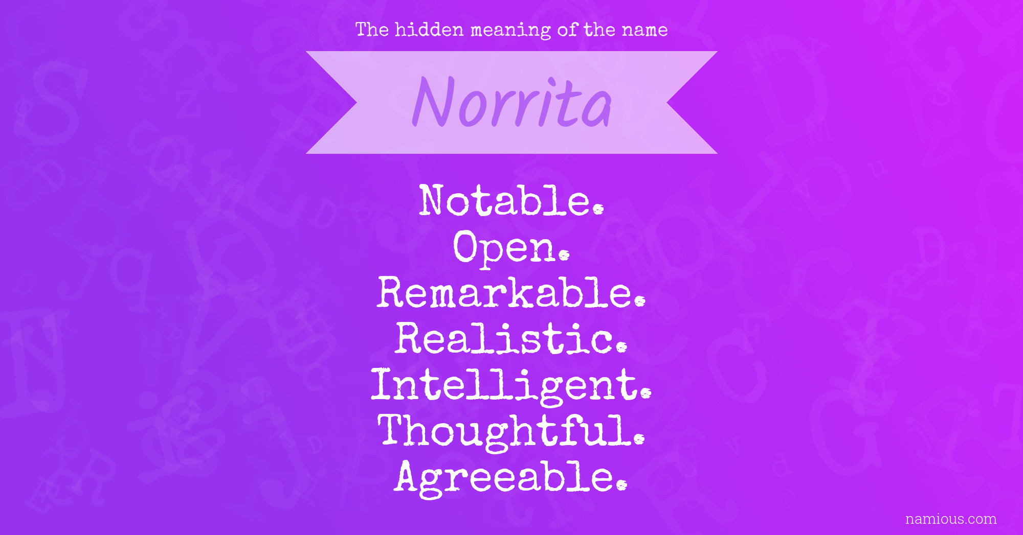 The hidden meaning of the name Norrita