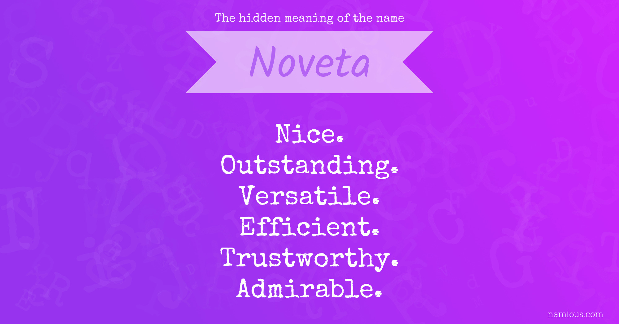 The hidden meaning of the name Noveta