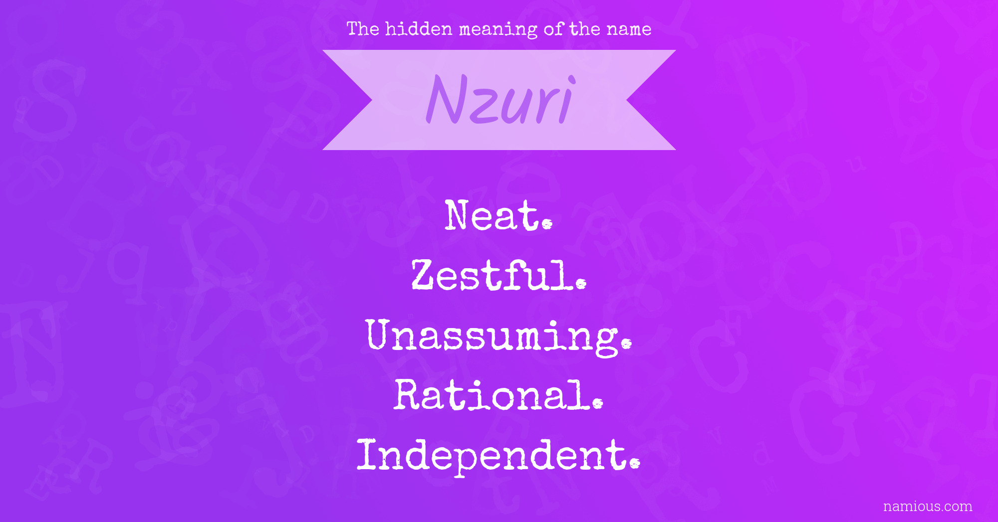 The hidden meaning of the name Nzuri