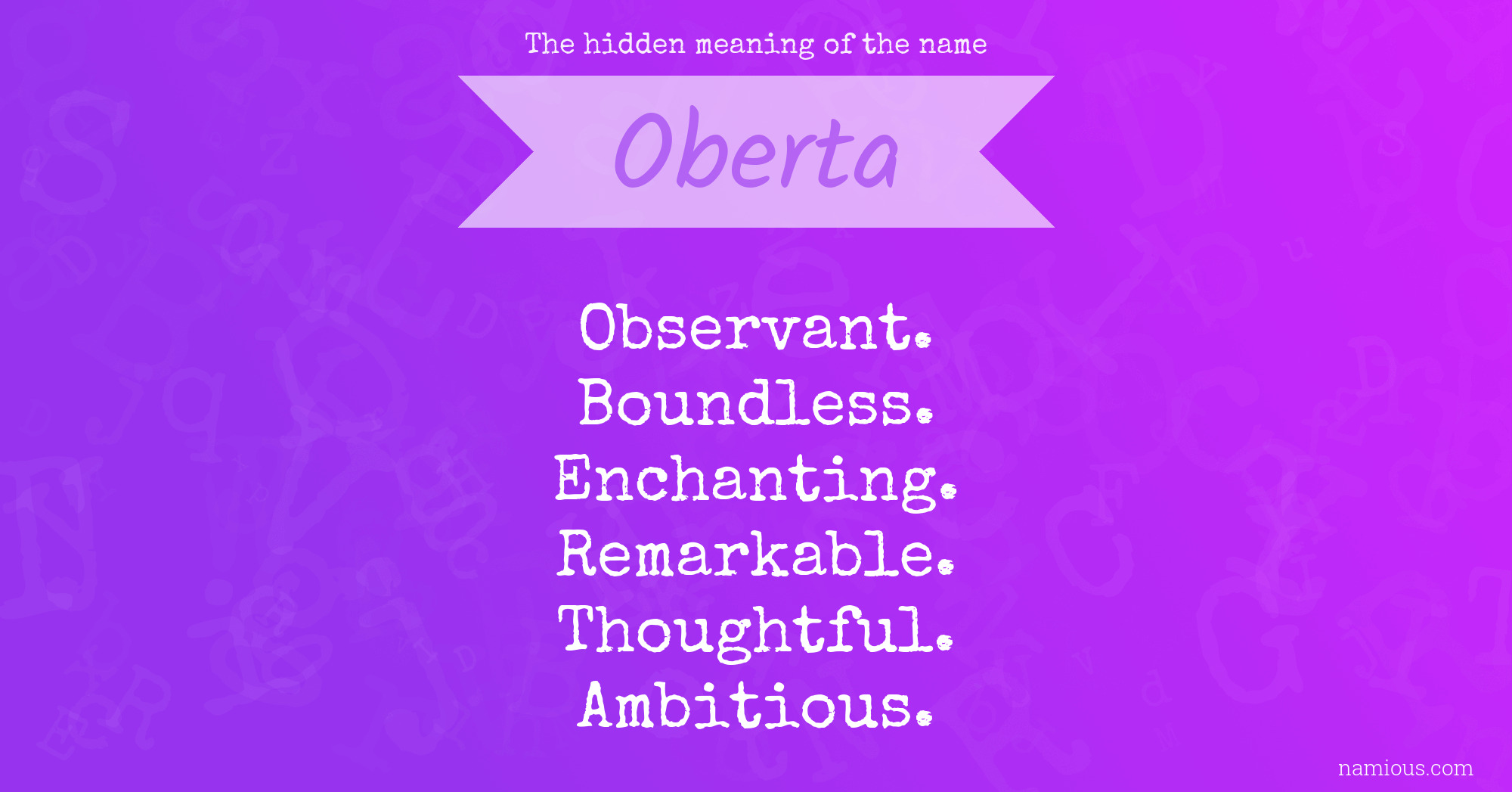 The hidden meaning of the name Oberta