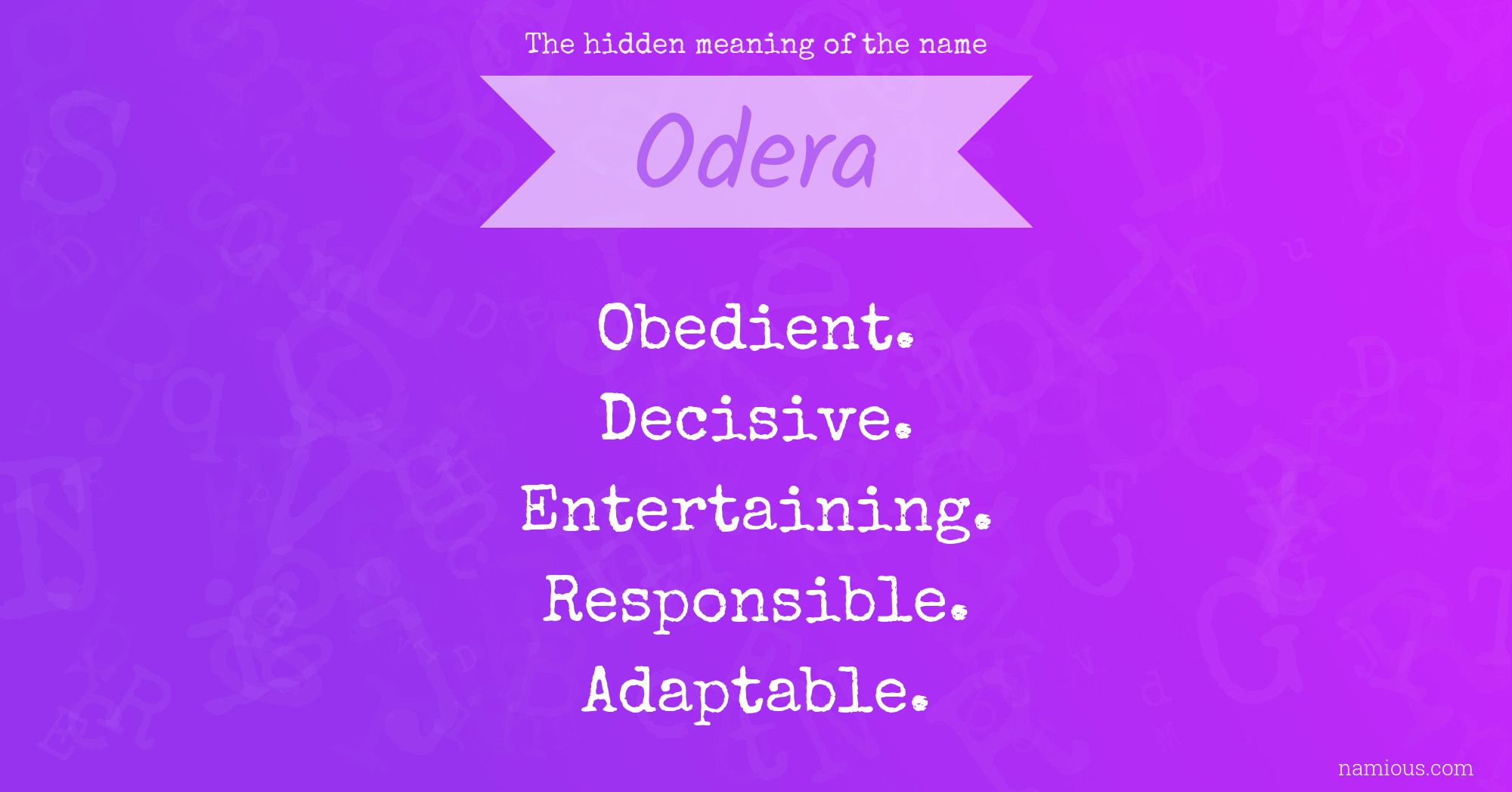 The hidden meaning of the name Odera