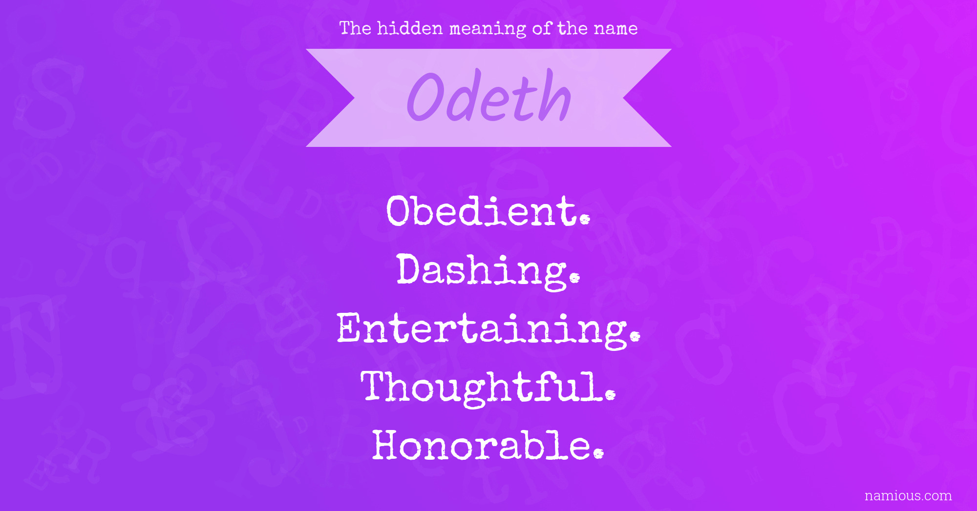 The hidden meaning of the name Odeth