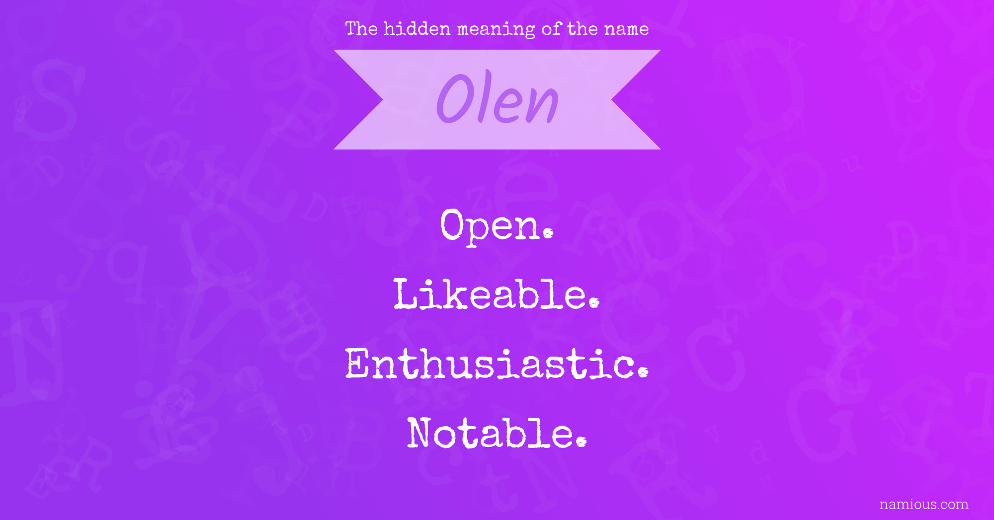 The hidden meaning of the name Olen