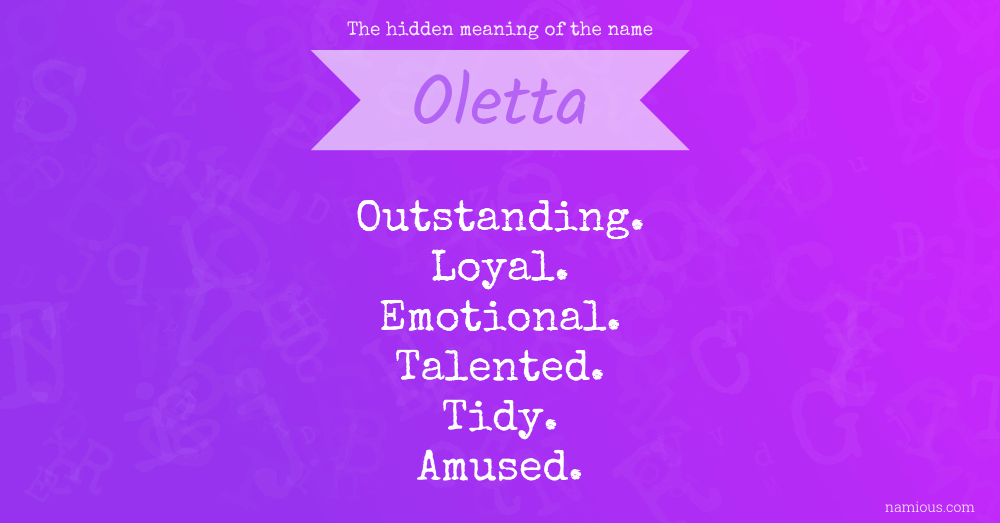 The hidden meaning of the name Oletta