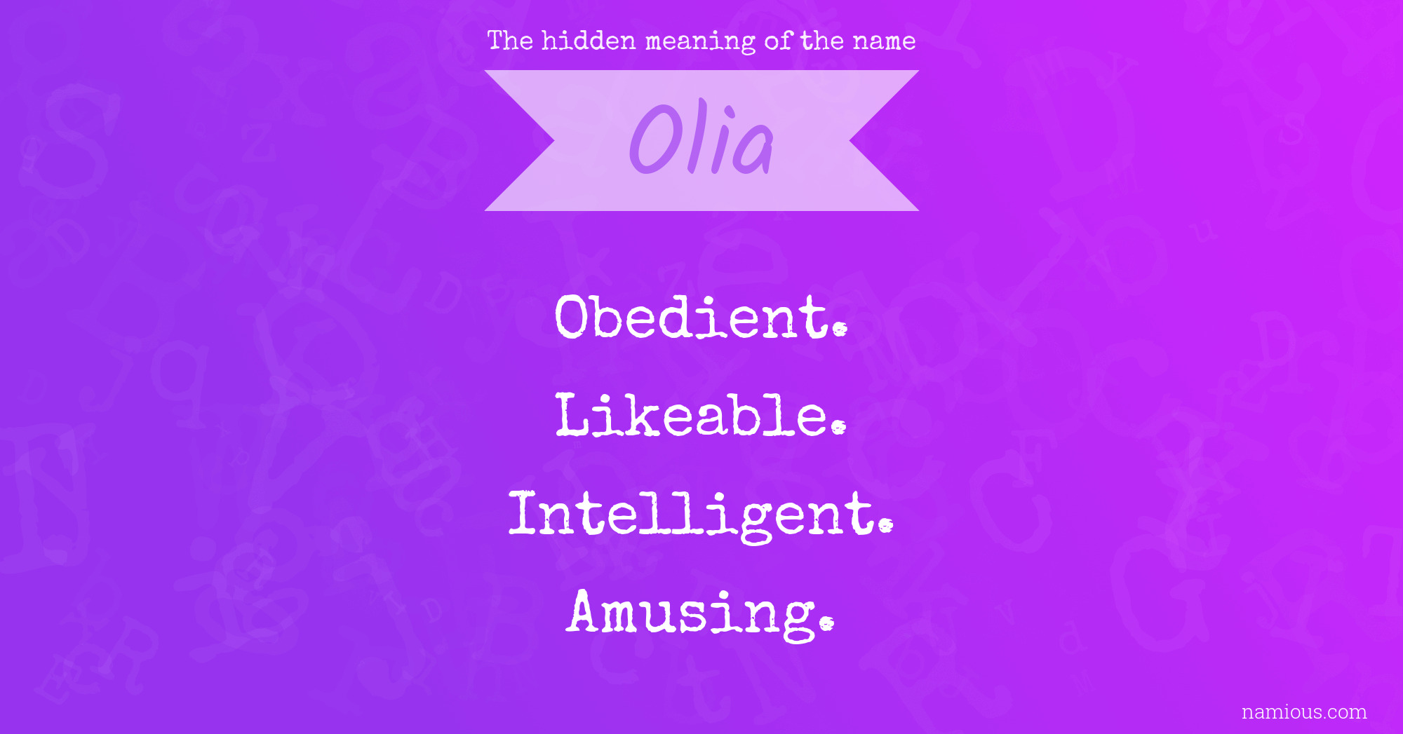 The hidden meaning of the name Olia