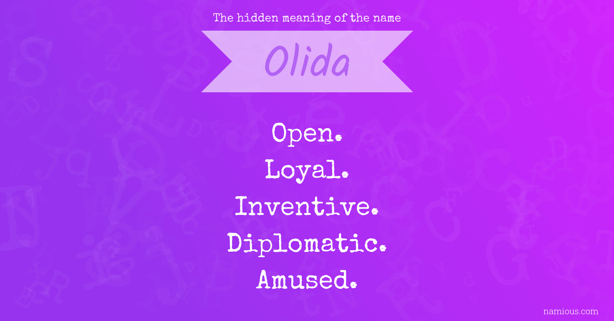 The hidden meaning of the name Olida