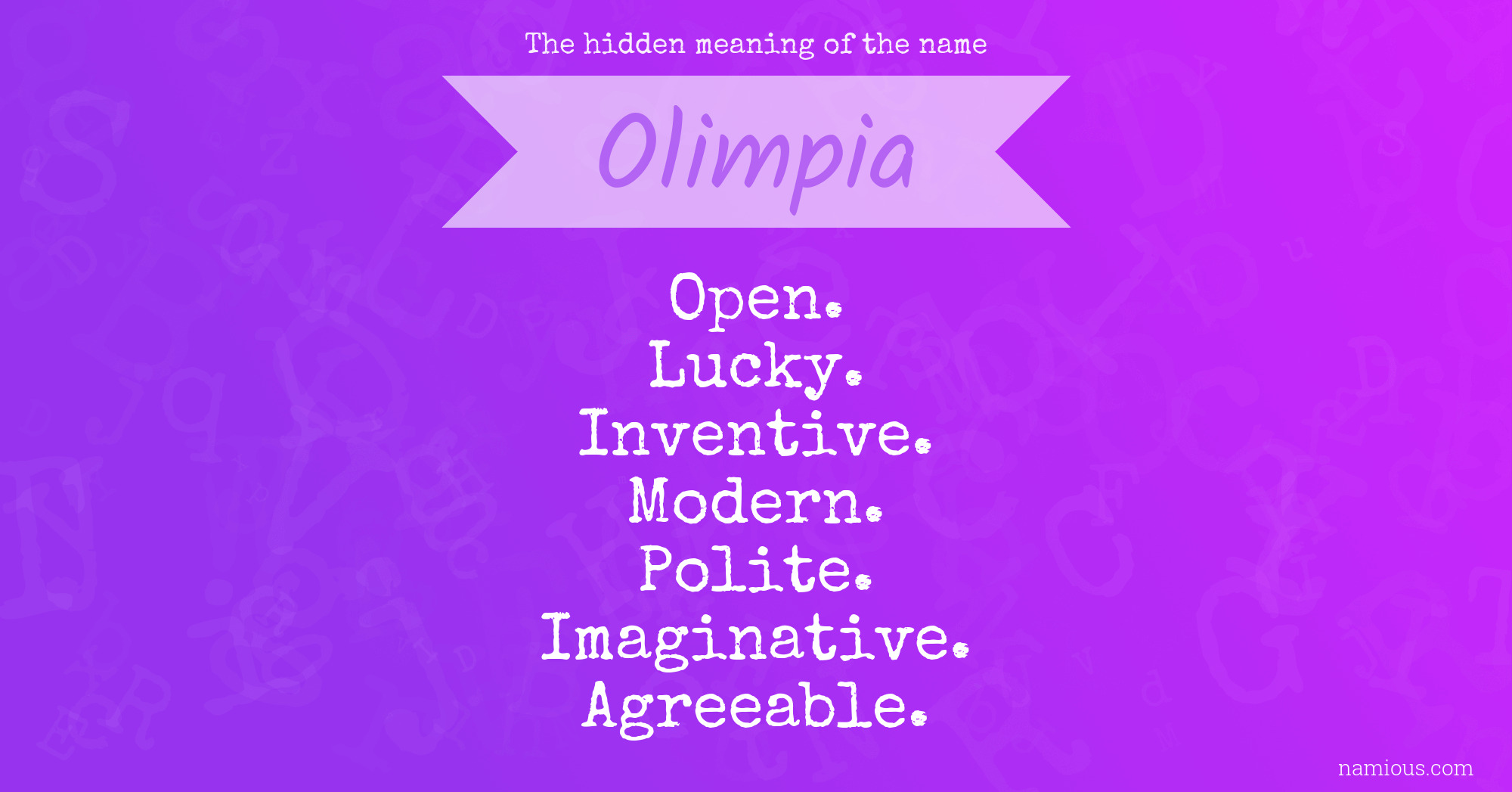 The hidden meaning of the name Olimpia