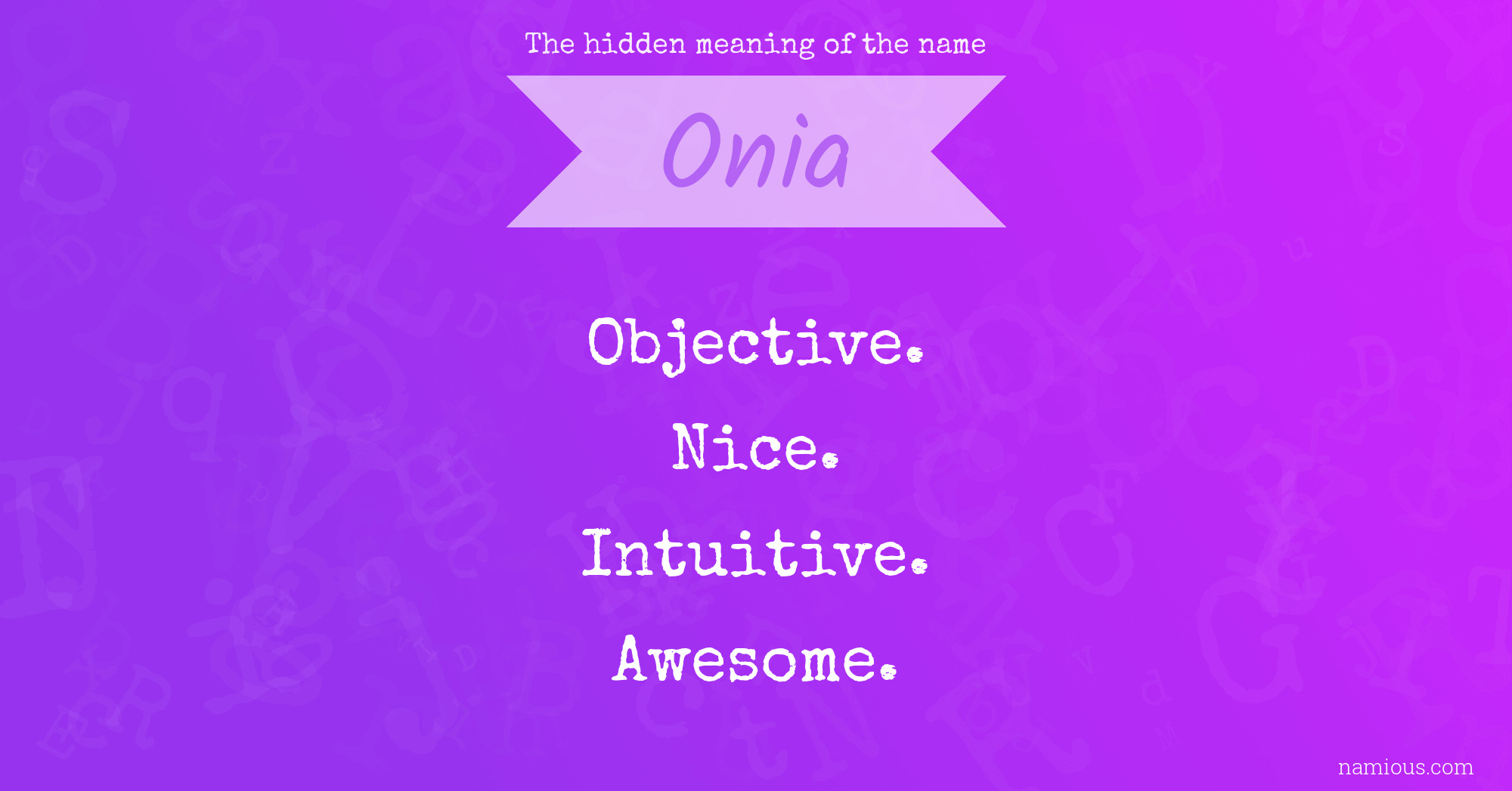 The hidden meaning of the name Onia