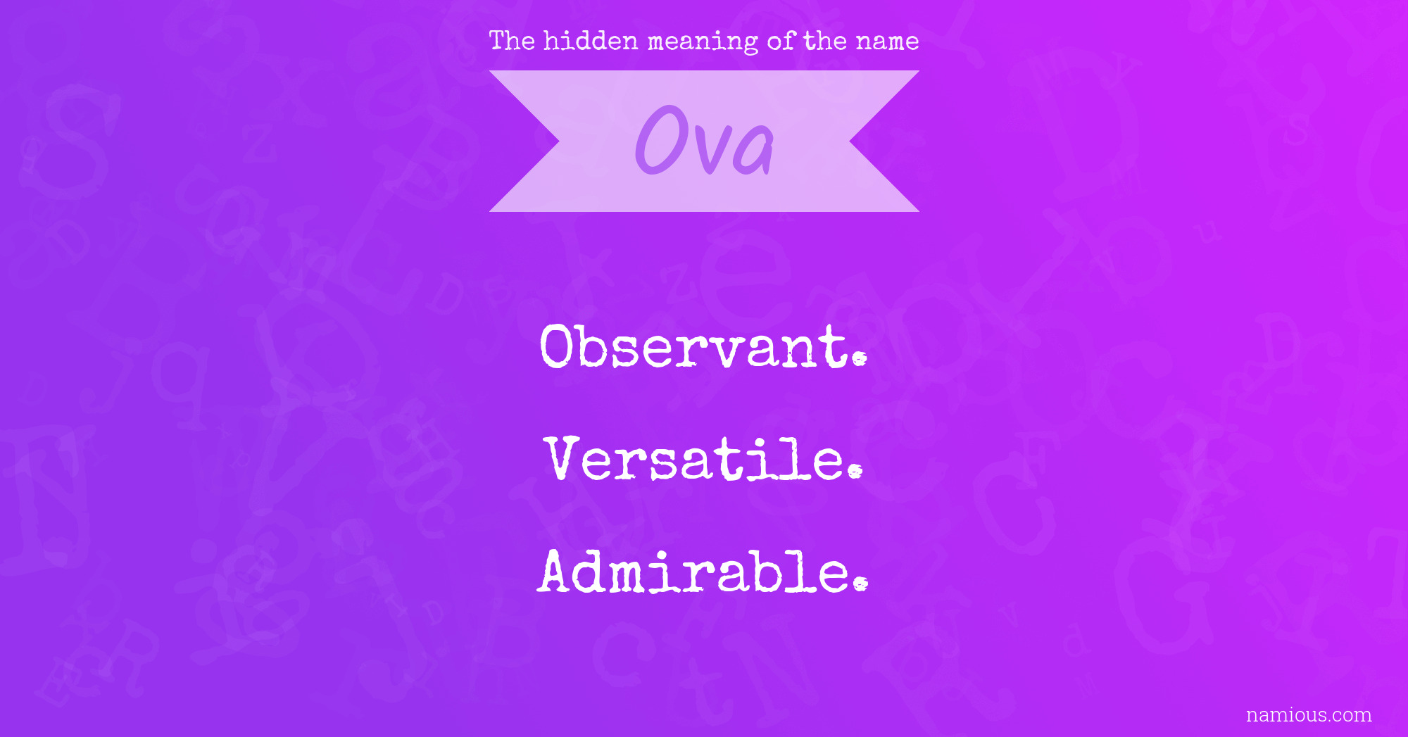 The hidden meaning of the name Ova