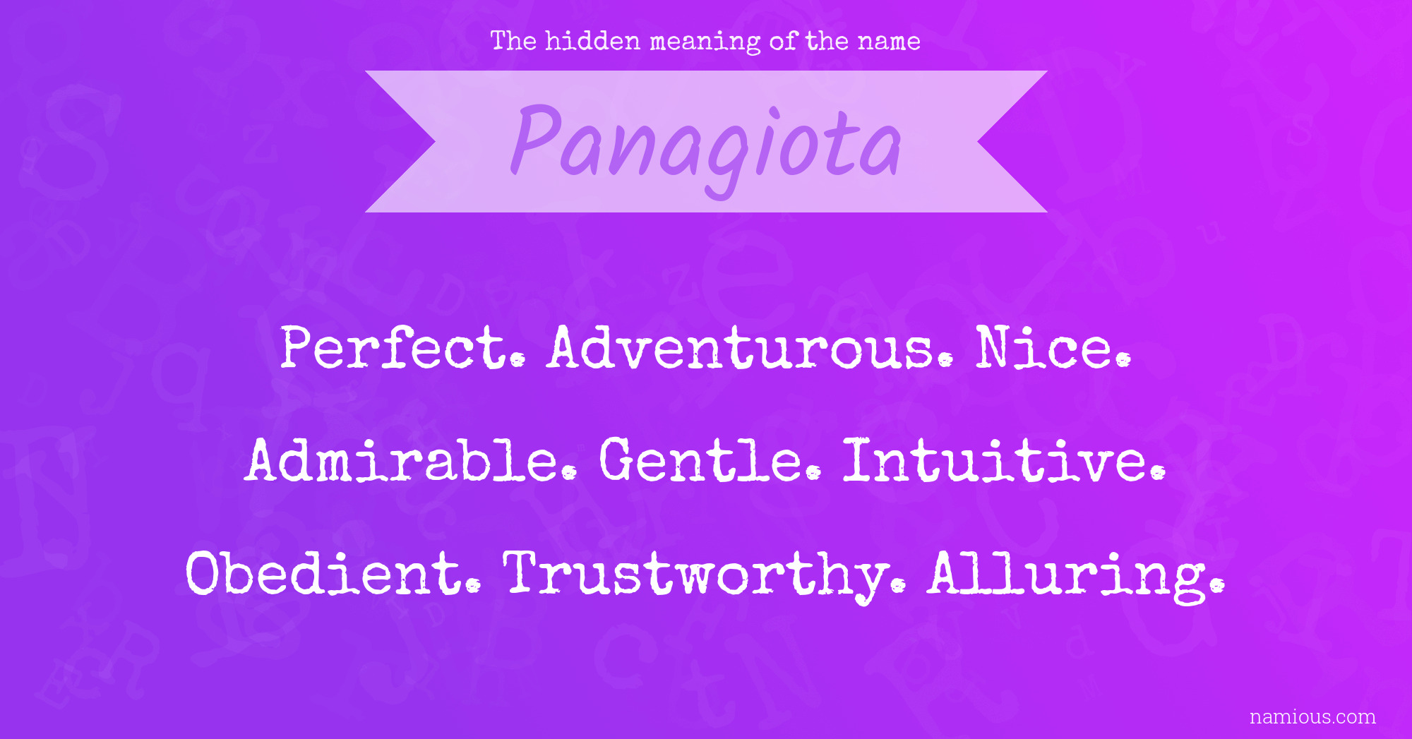 The hidden meaning of the name Panagiota