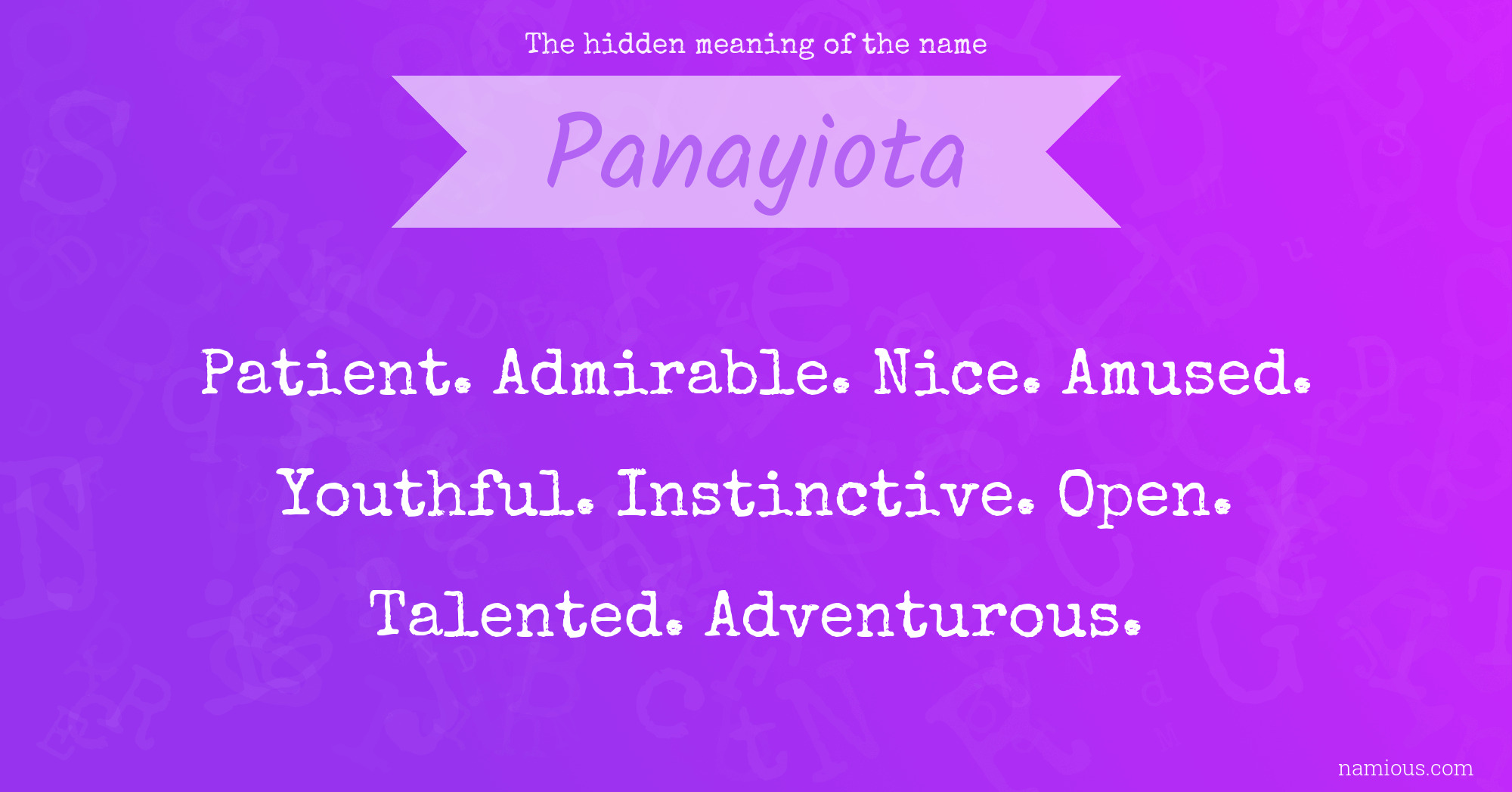 The hidden meaning of the name Panayiota