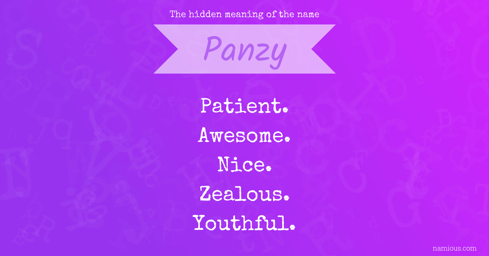 The hidden meaning of the name Panzy