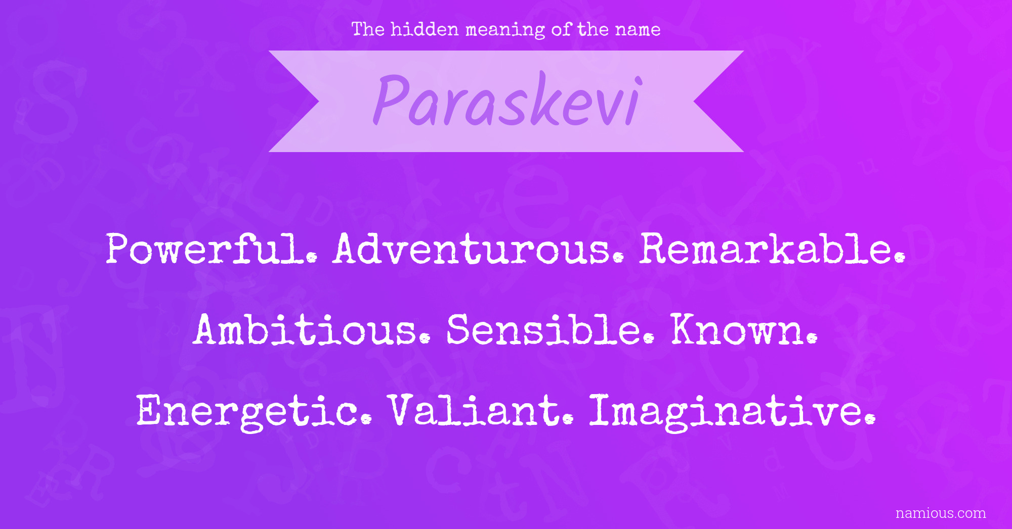 The hidden meaning of the name Paraskevi