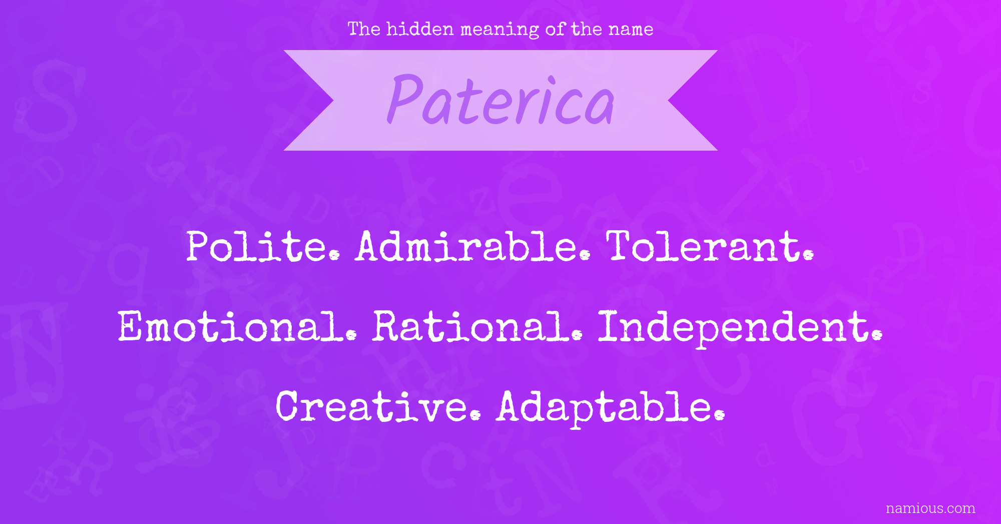 The hidden meaning of the name Paterica