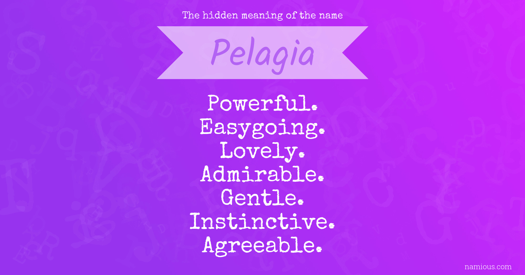 The hidden meaning of the name Pelagia