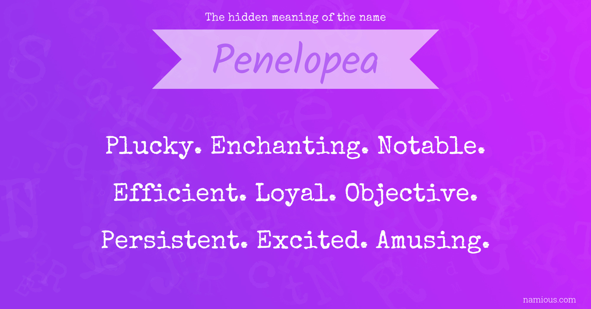 The hidden meaning of the name Penelopea