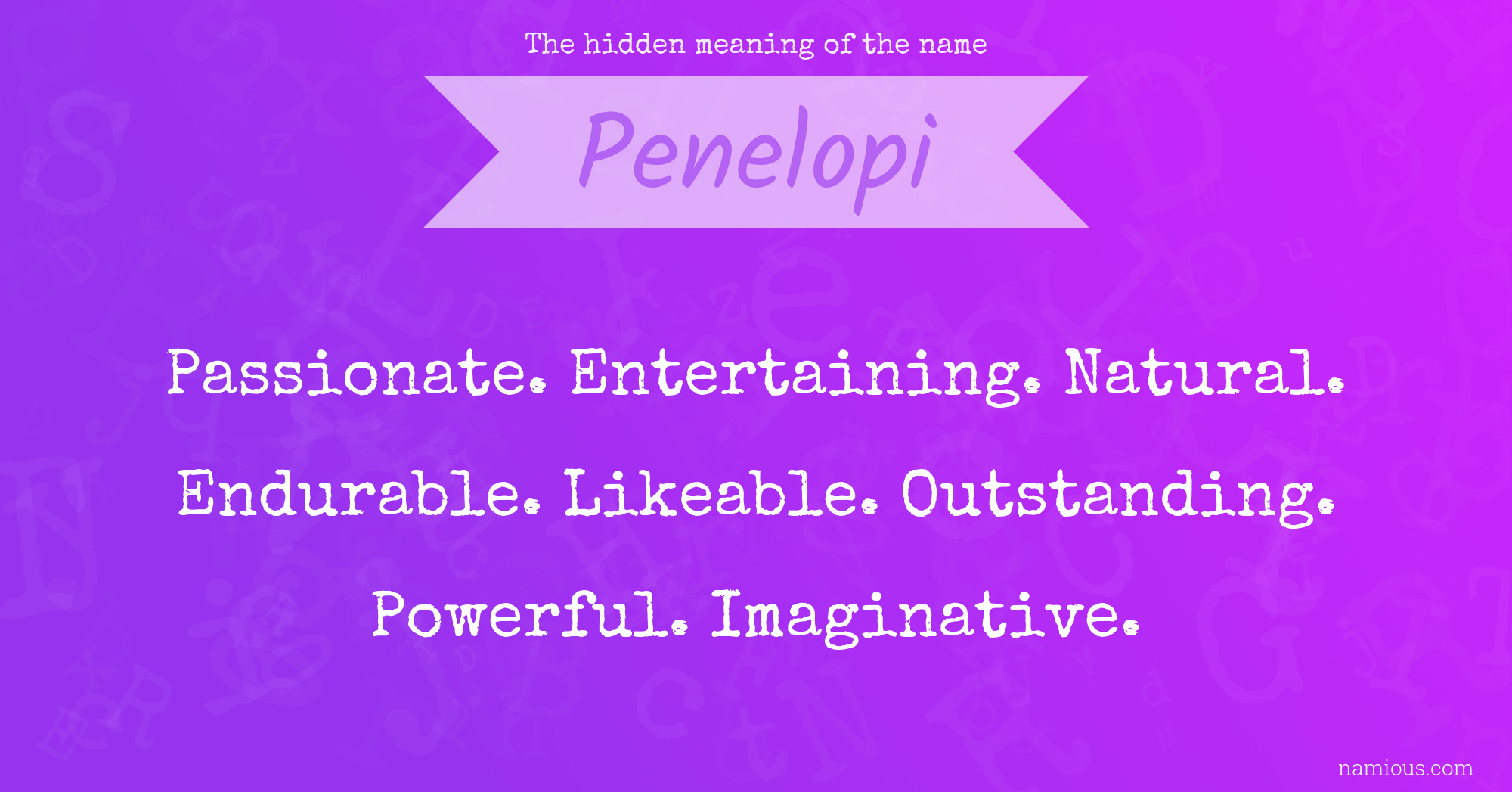 The hidden meaning of the name Penelopi