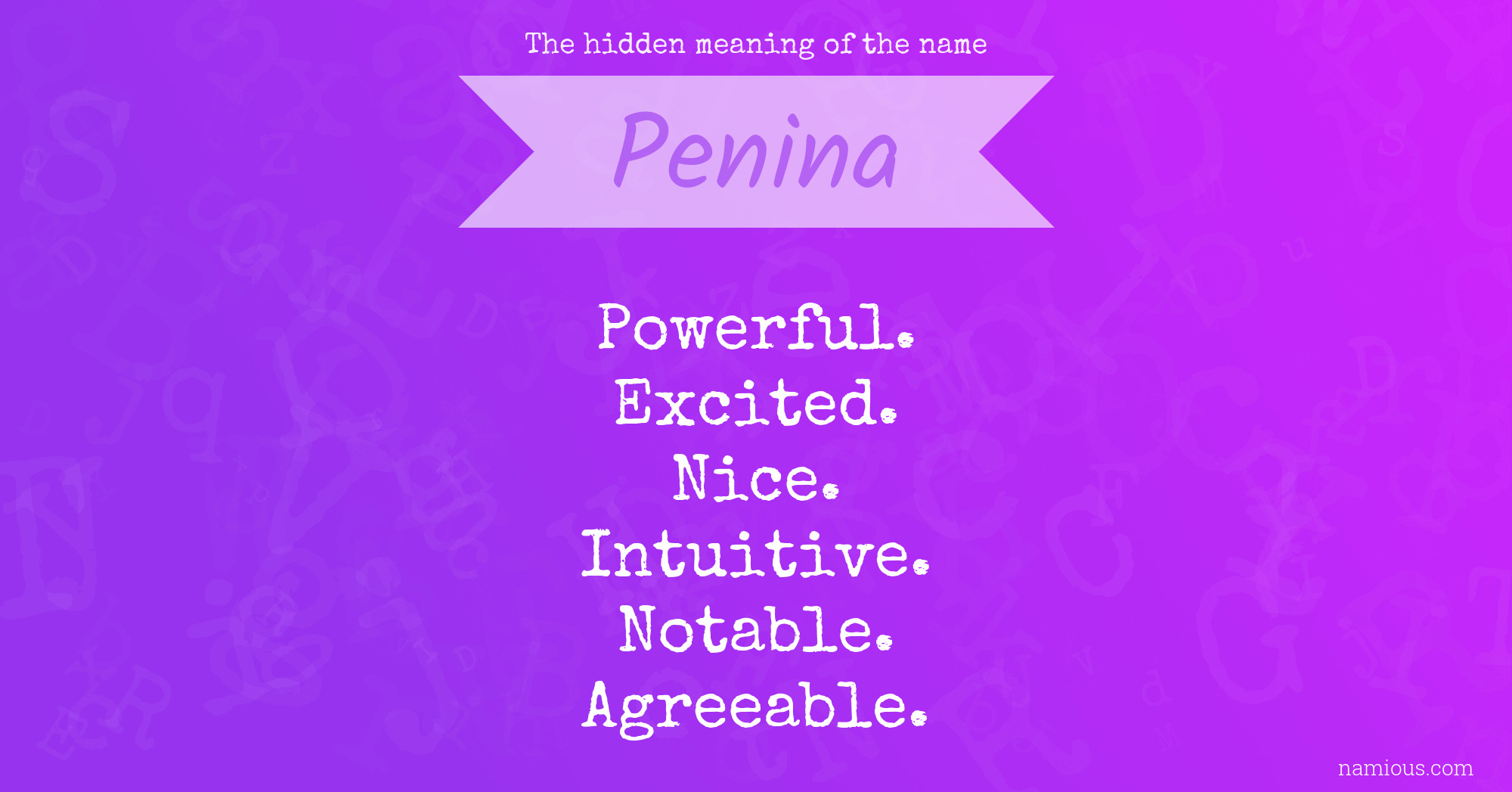 The hidden meaning of the name Penina