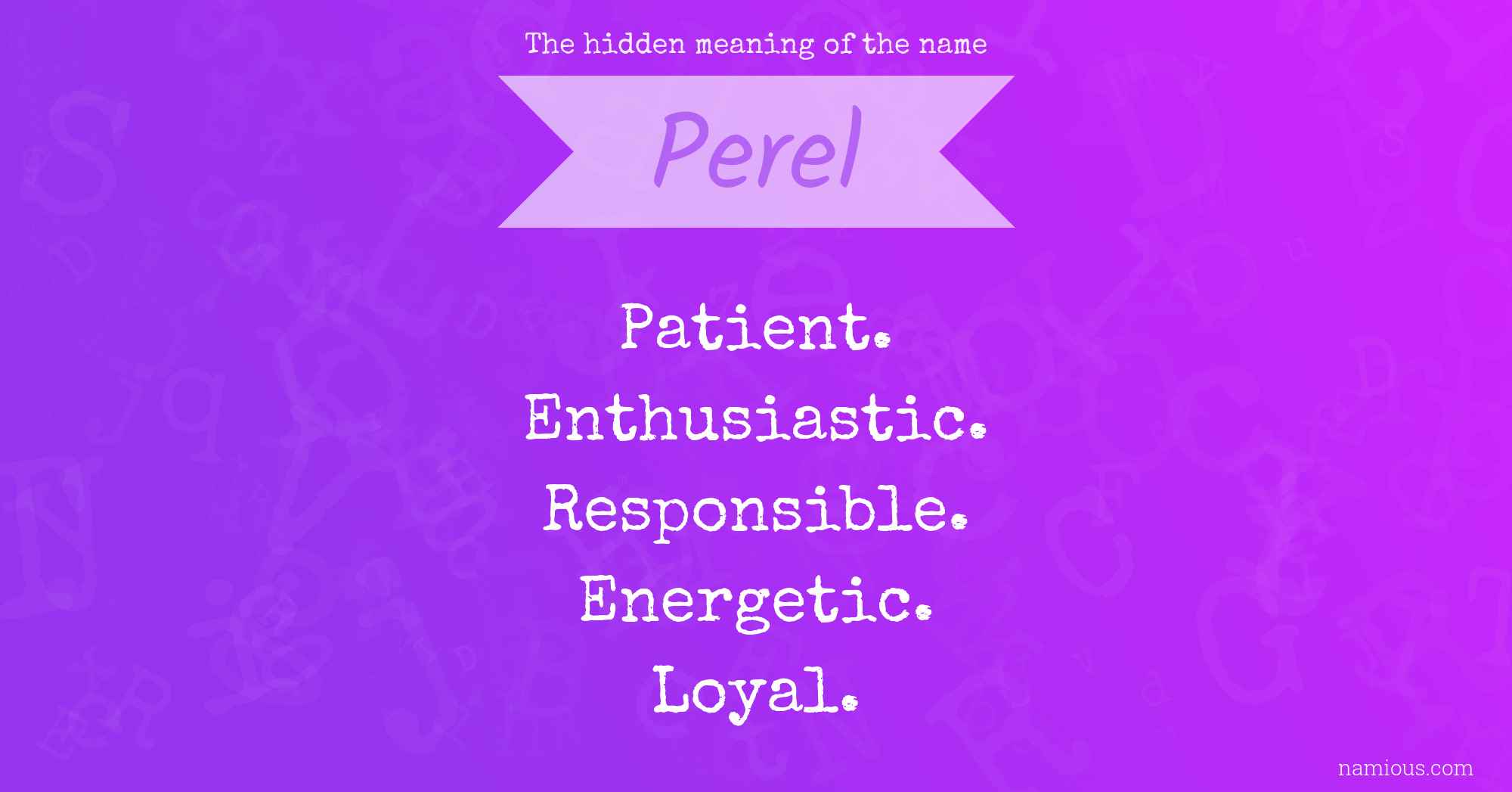 The hidden meaning of the name Perel