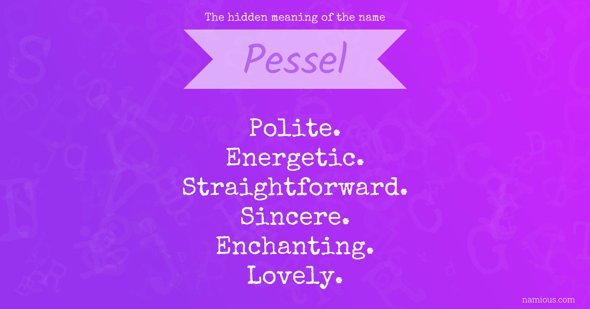 The hidden meaning of the name Pessel