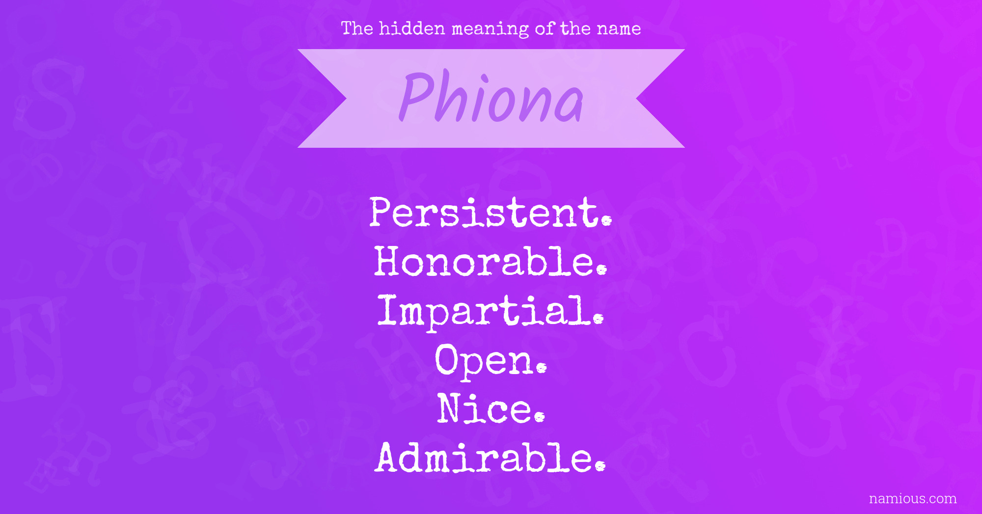 The hidden meaning of the name Phiona