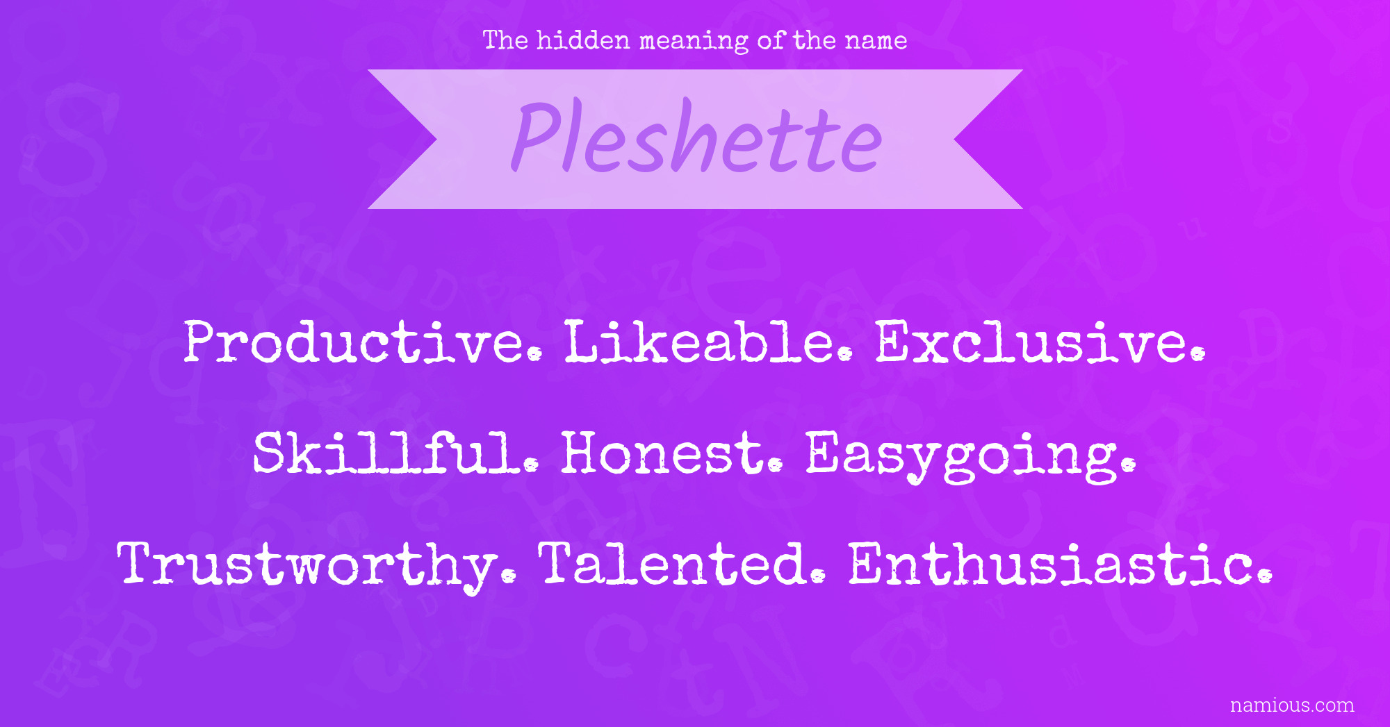 The hidden meaning of the name Pleshette