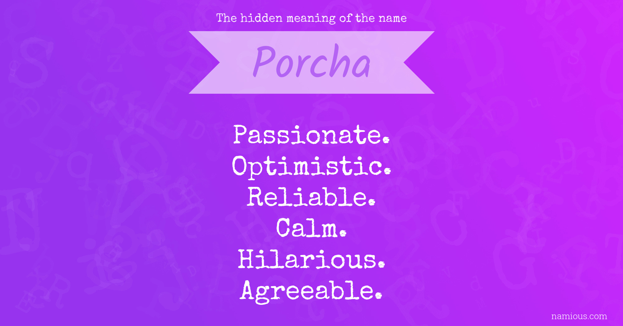 The hidden meaning of the name Porcha