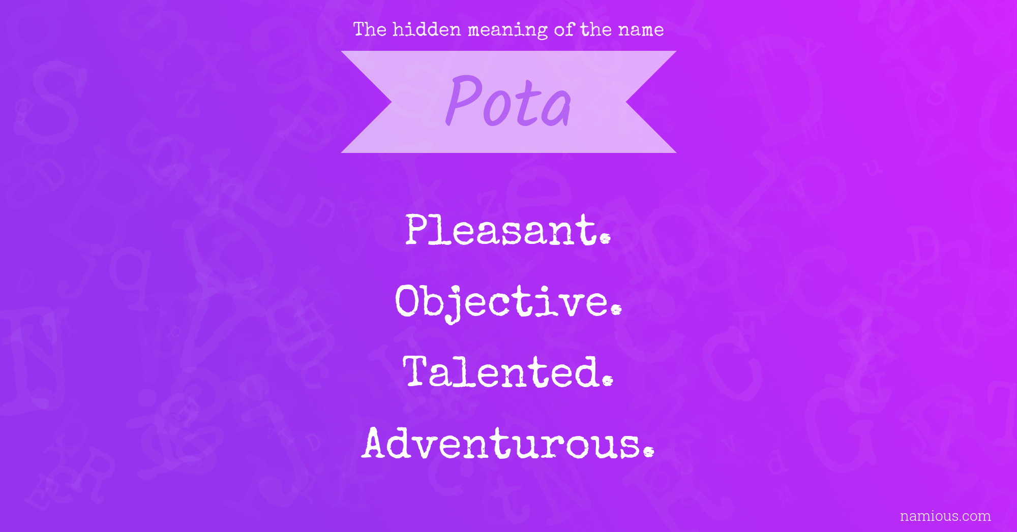 The hidden meaning of the name Pota