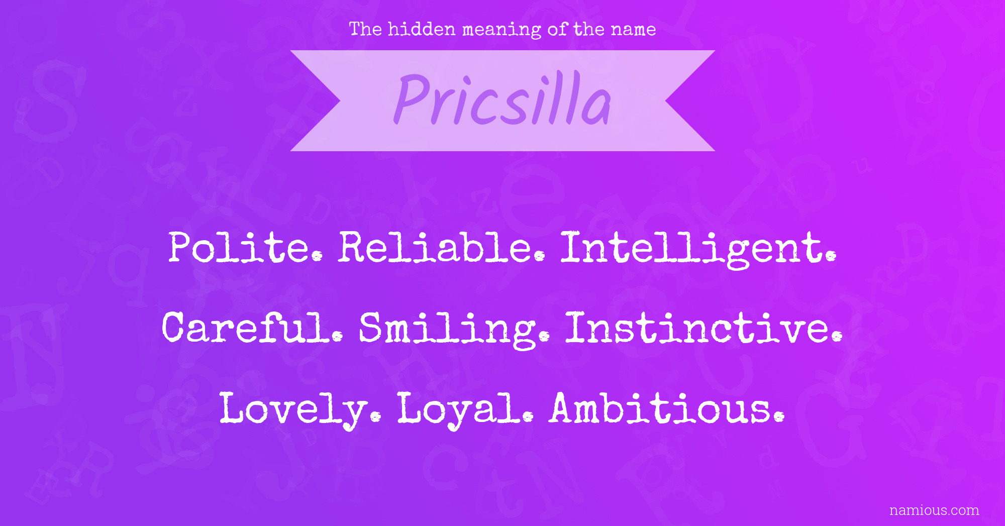 The hidden meaning of the name Pricsilla