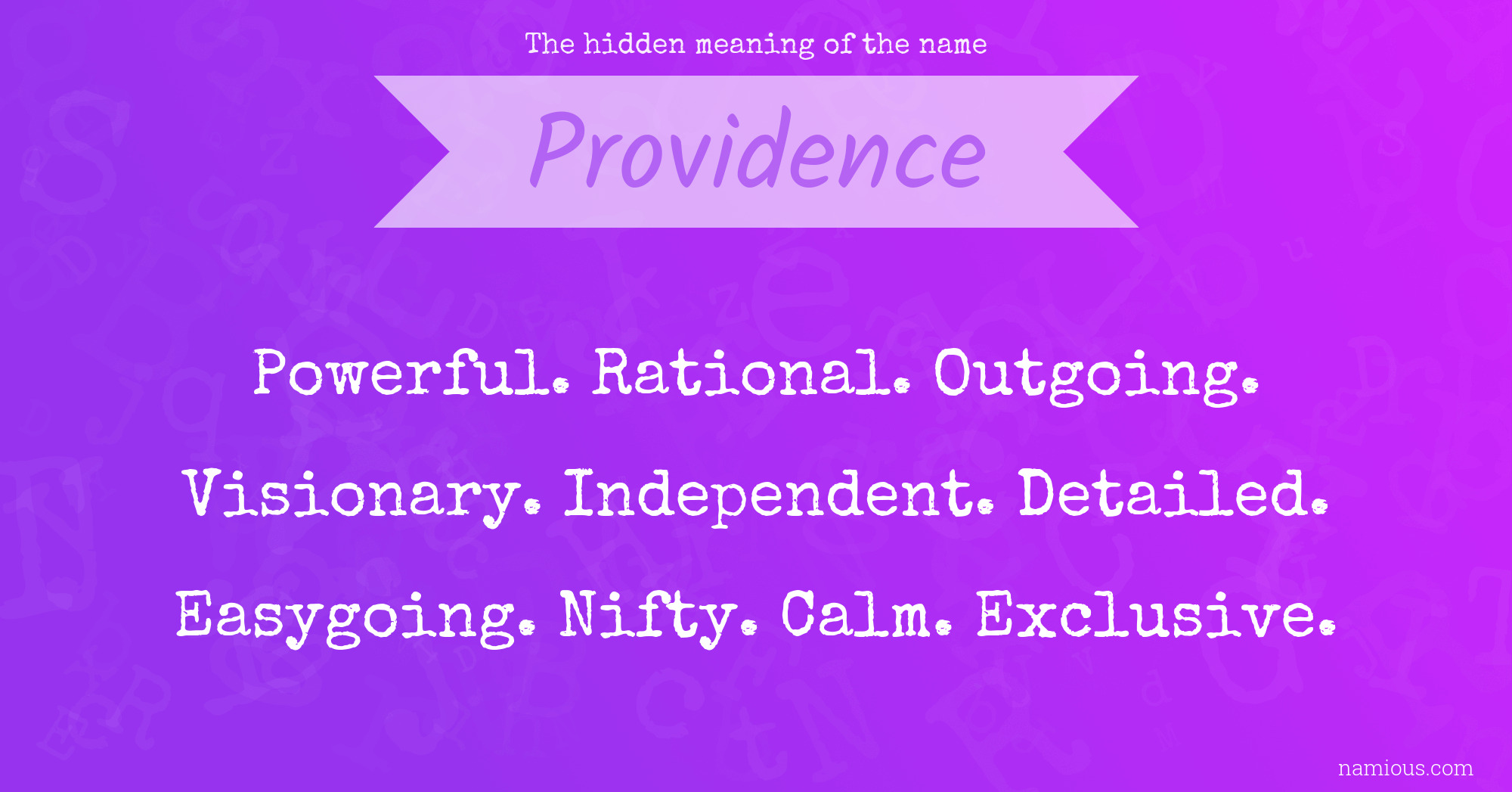 The hidden meaning of the name Providence