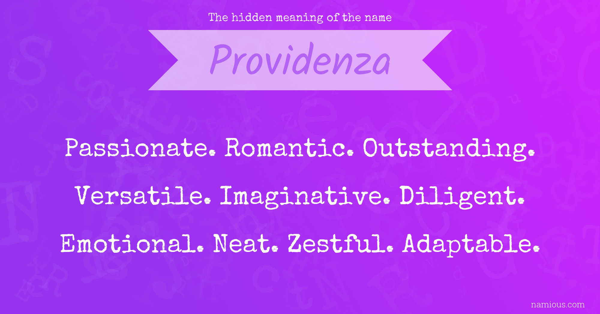 The hidden meaning of the name Providenza