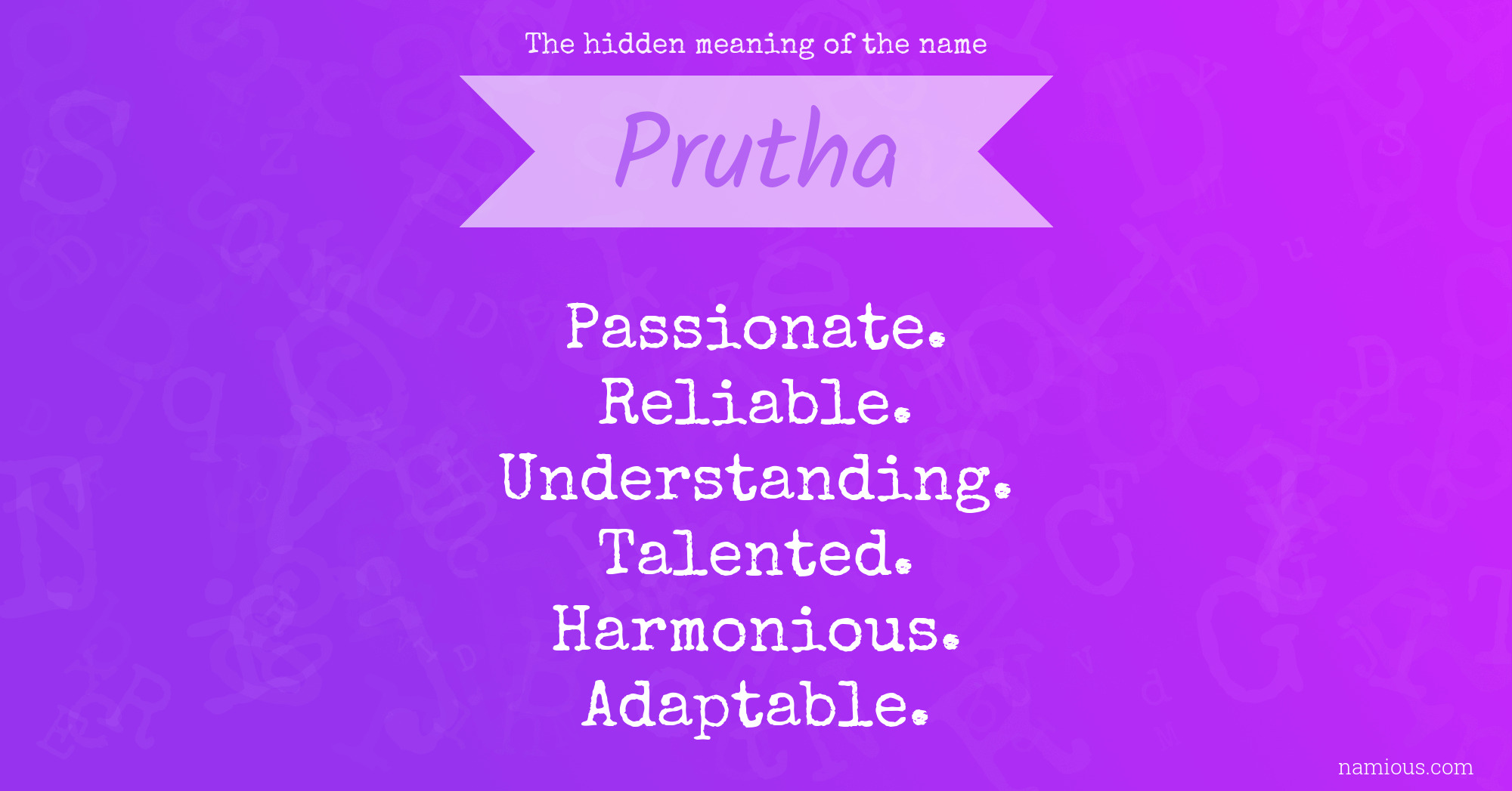 The hidden meaning of the name Prutha