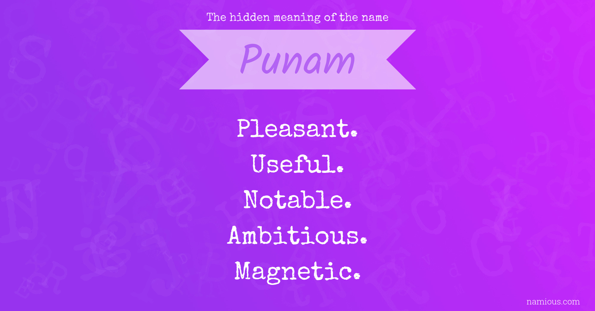 The hidden meaning of the name Punam