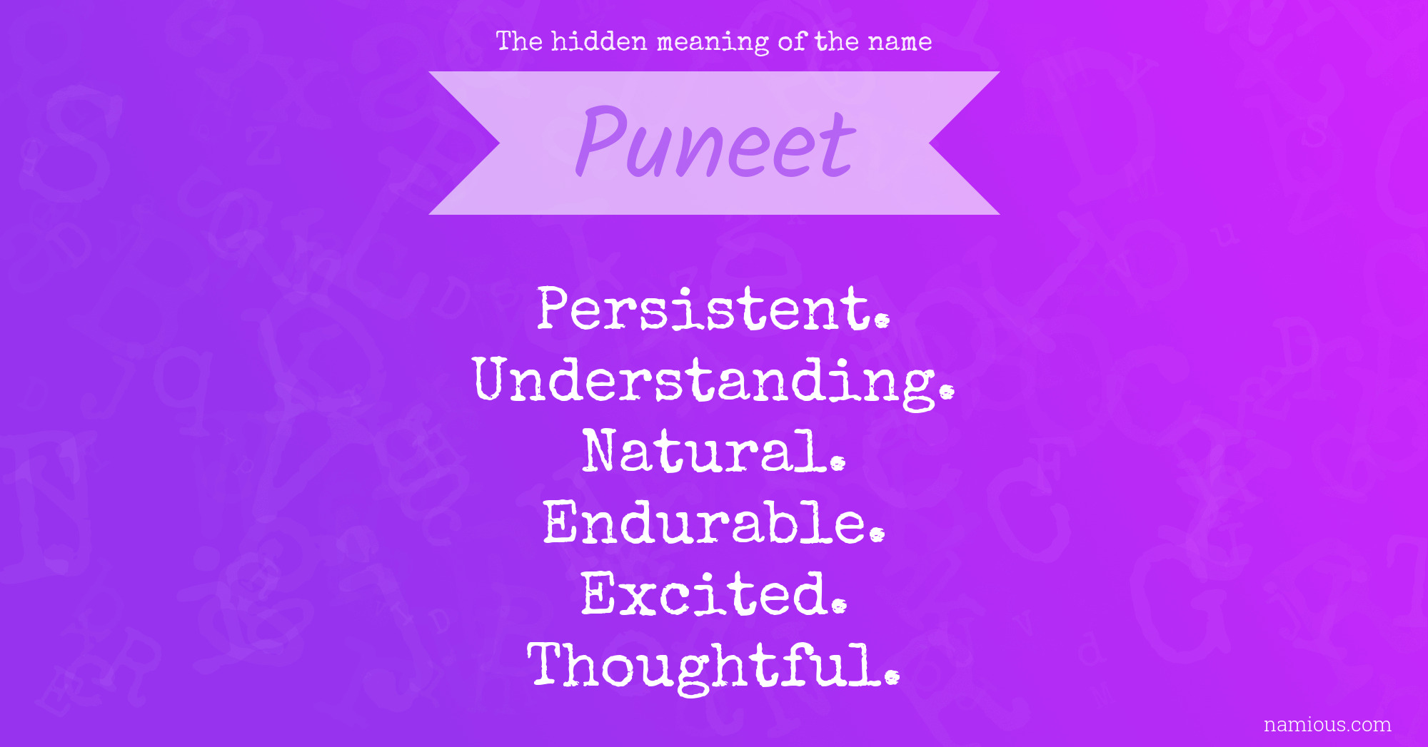 The hidden meaning of the name Puneet