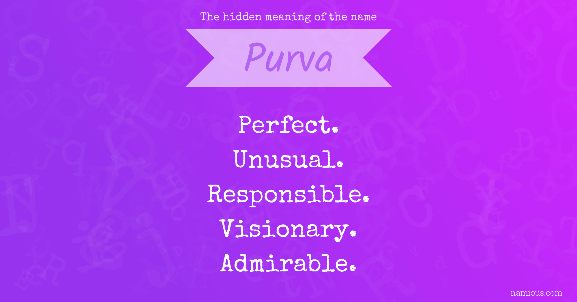 The hidden meaning of the name Purva