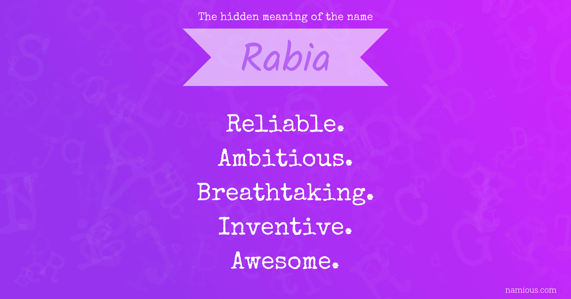 The hidden meaning of the name Rabia