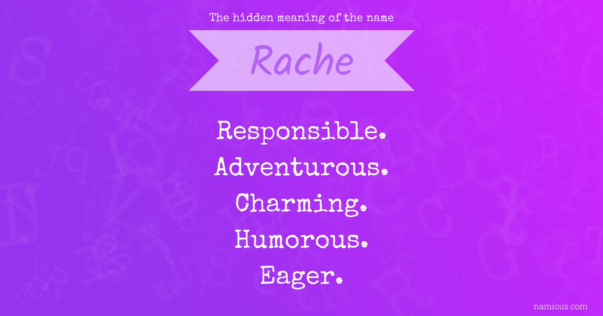 The hidden meaning of the name Rache