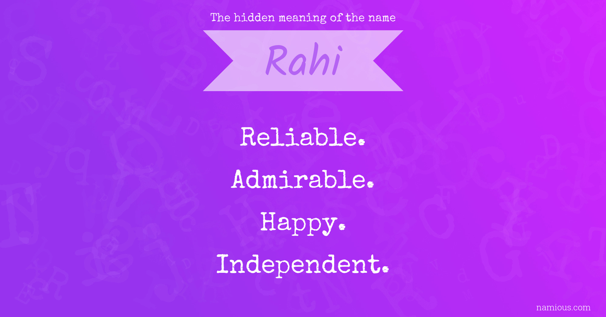 The hidden meaning of the name Rahi