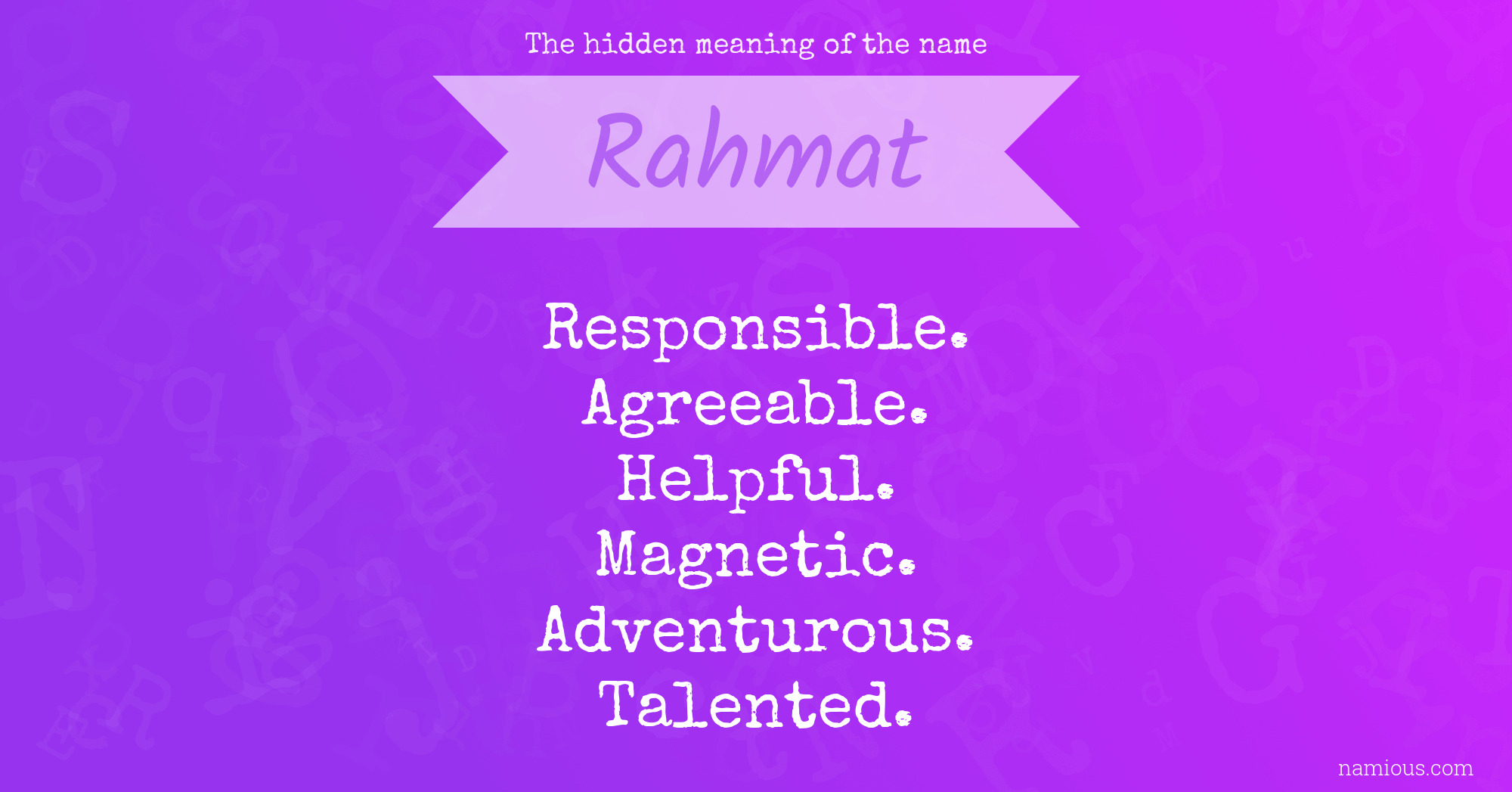 The hidden meaning of the name Rahmat